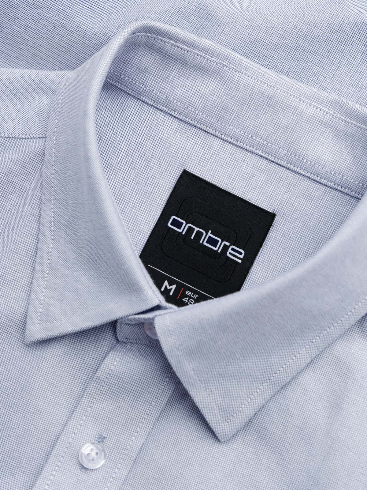 Ombre Elegant men's oxford shirt with embroidery - blue
