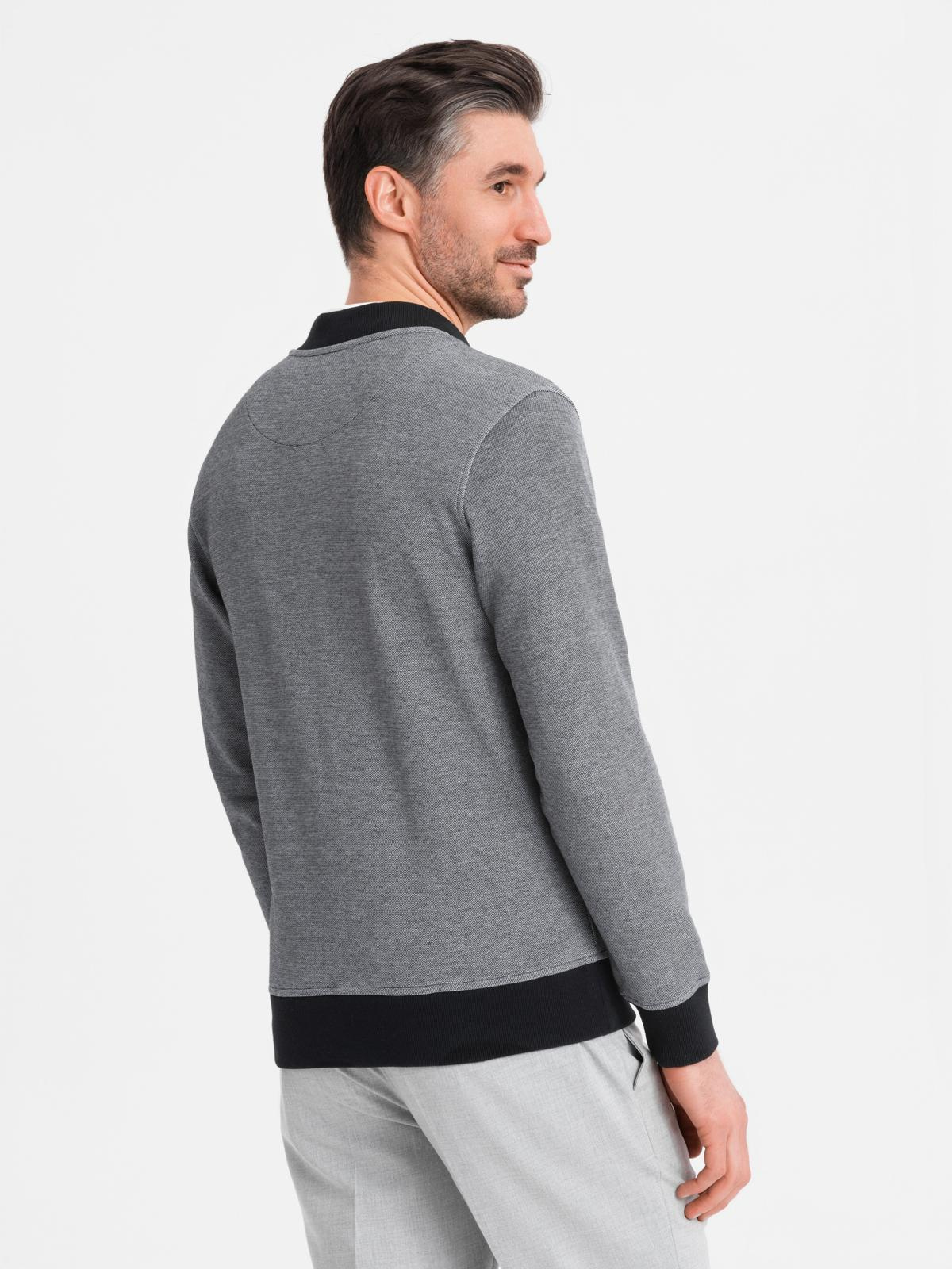 Ombre Men's pique knit bomber jacket - black