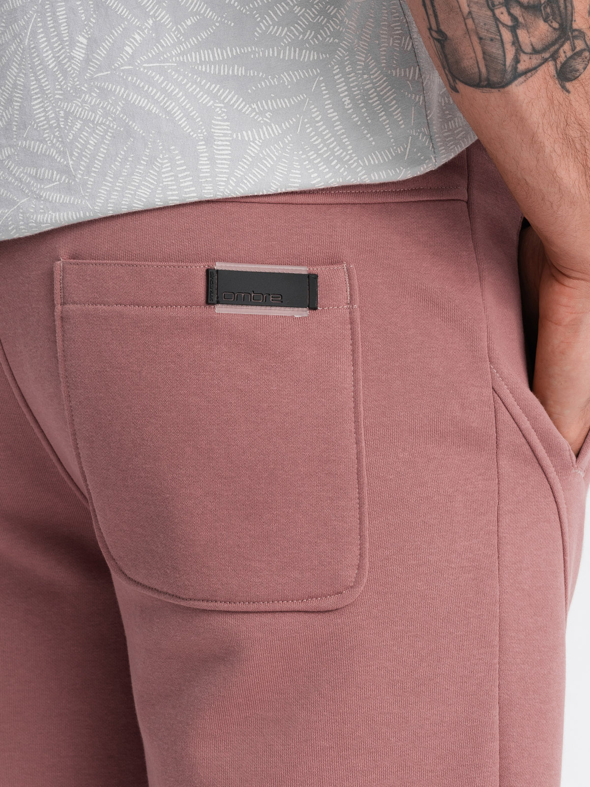Ombre Men's BASIC cotton jogger sweatpants - dark pink