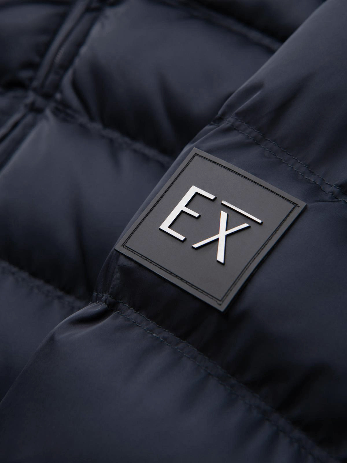 Ombre Men&#039;s quilted jacket with sheen and stand-up collar - dark blue