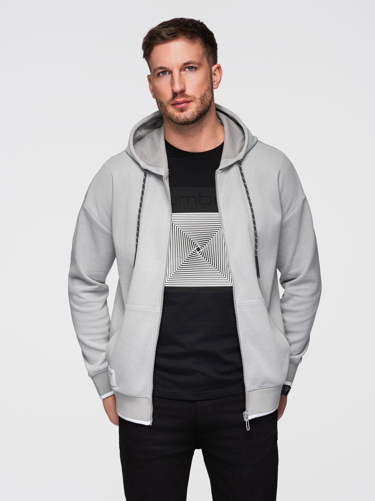 Ombre Men's softly structured hooded sweatshirt - grey