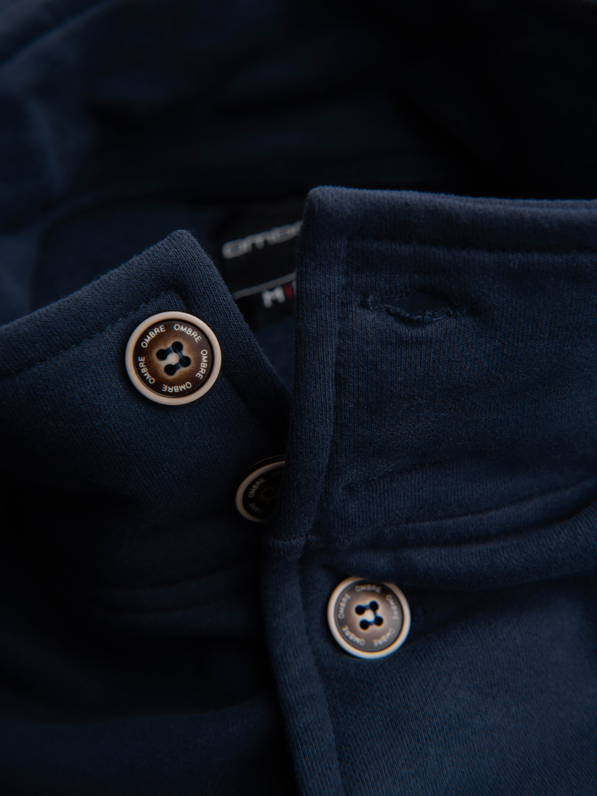 Ombre Men's button-down sweatshirt with collar - navy blue