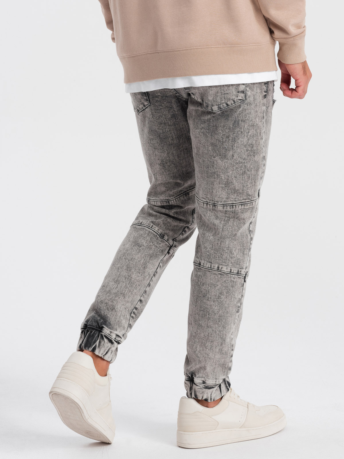 Ombre Men's marbled JOGGERS pants with rubbed edges - gray