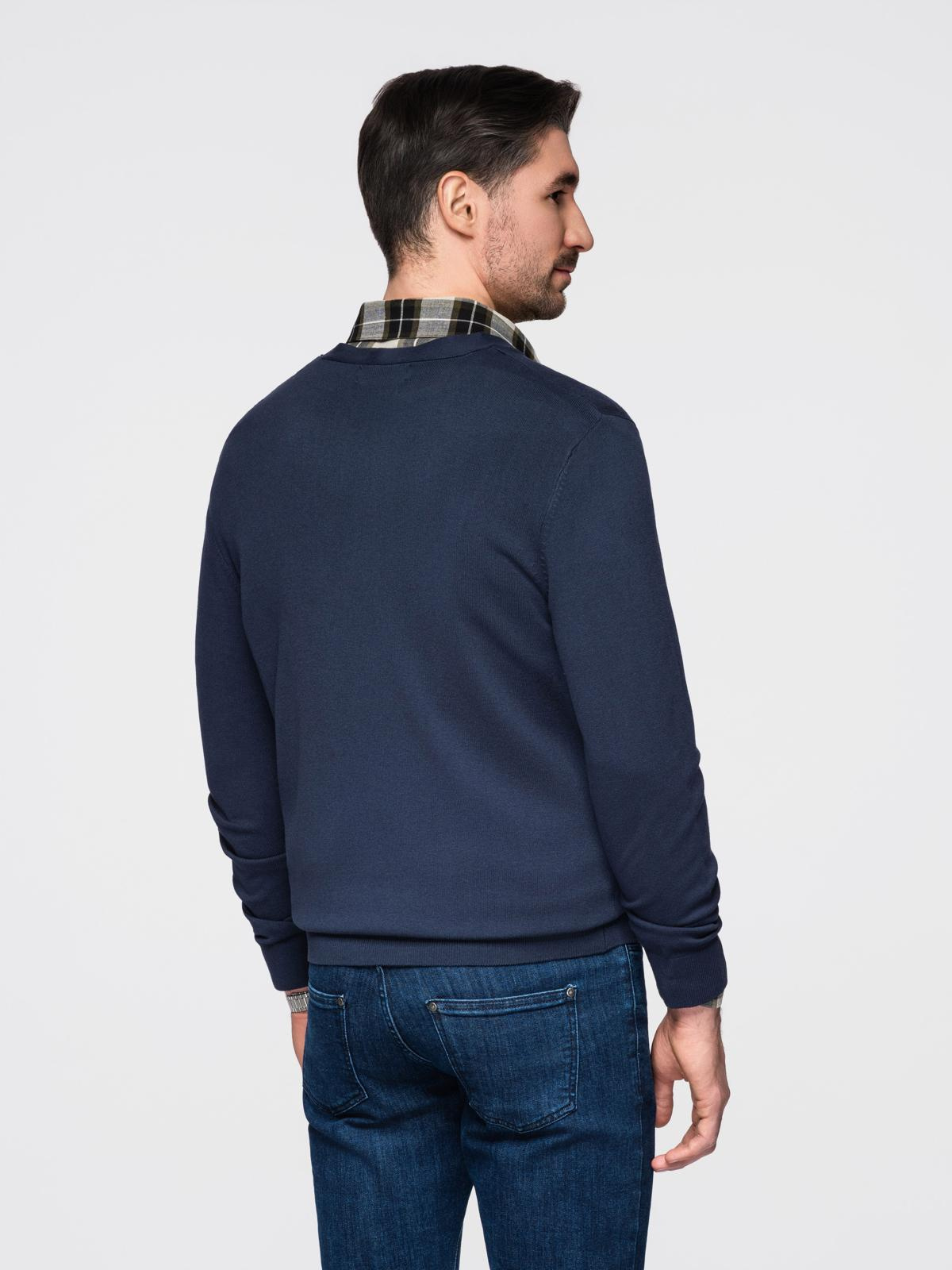 Ombre Knitted monochrome men's viscose cardigan - navy blue
