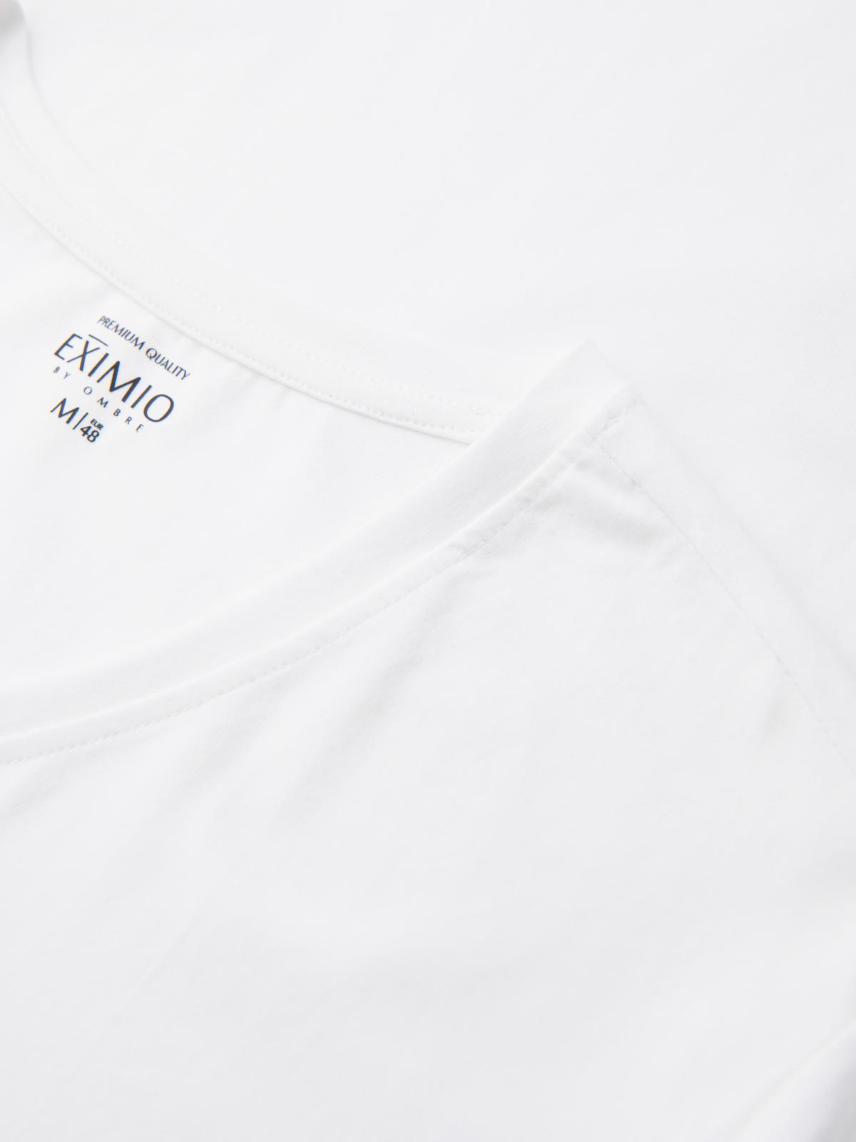 Ombre Men's V-neck SLIM FIT t-shirt with elastane and print - white