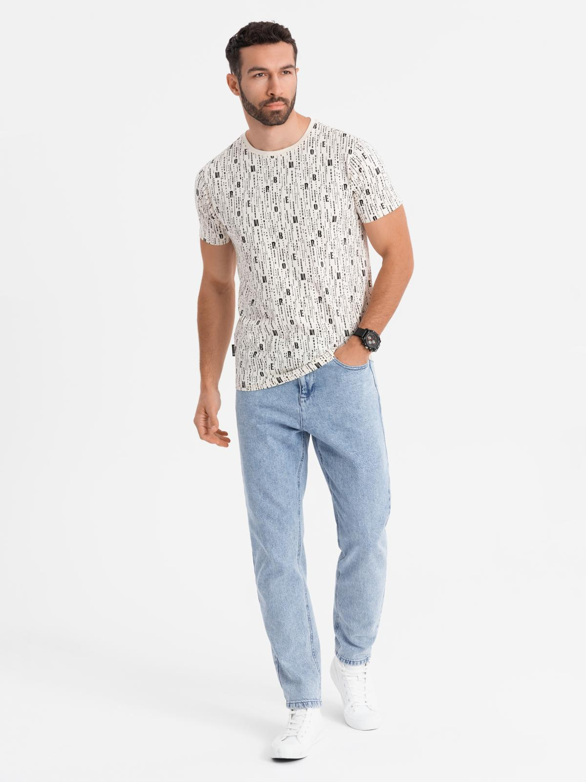 Ombre Printed cotton T-shirt with round neckline - cream