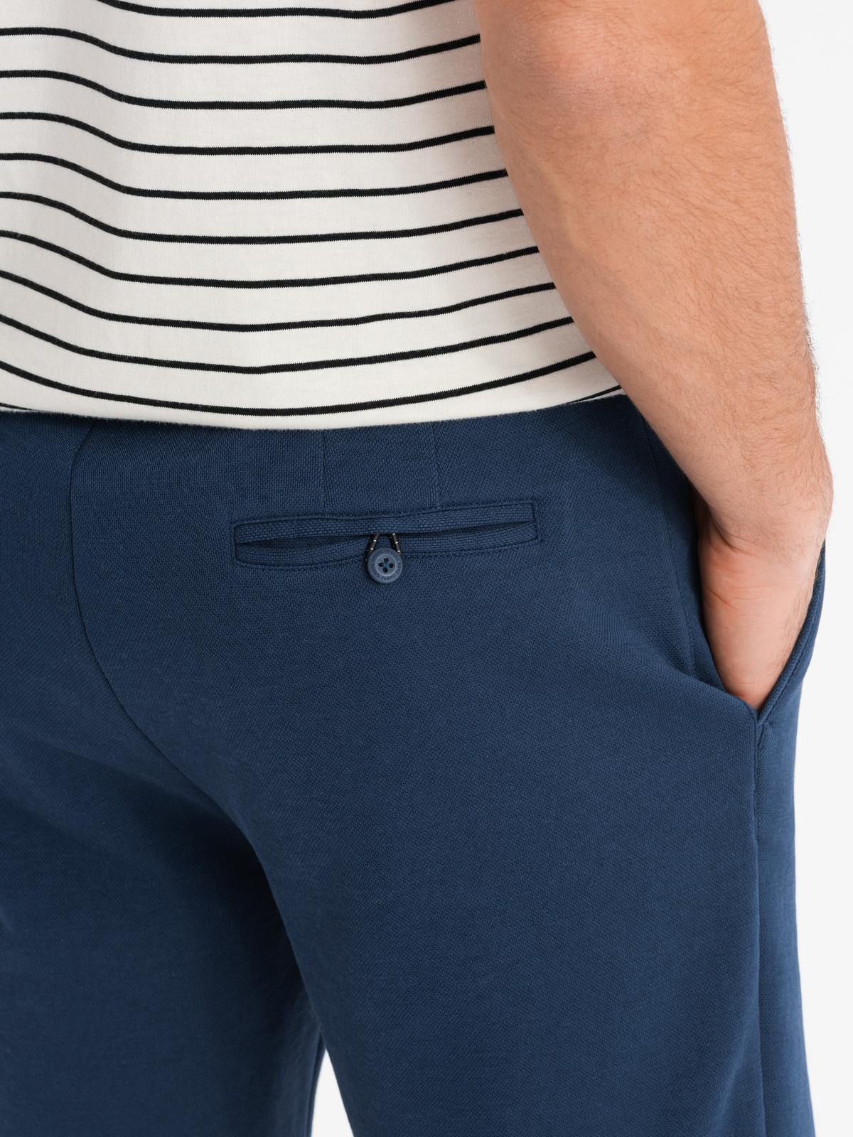 Ombre Men&#039;s SLIM FIT shorts in structured knit fabric - navy blue