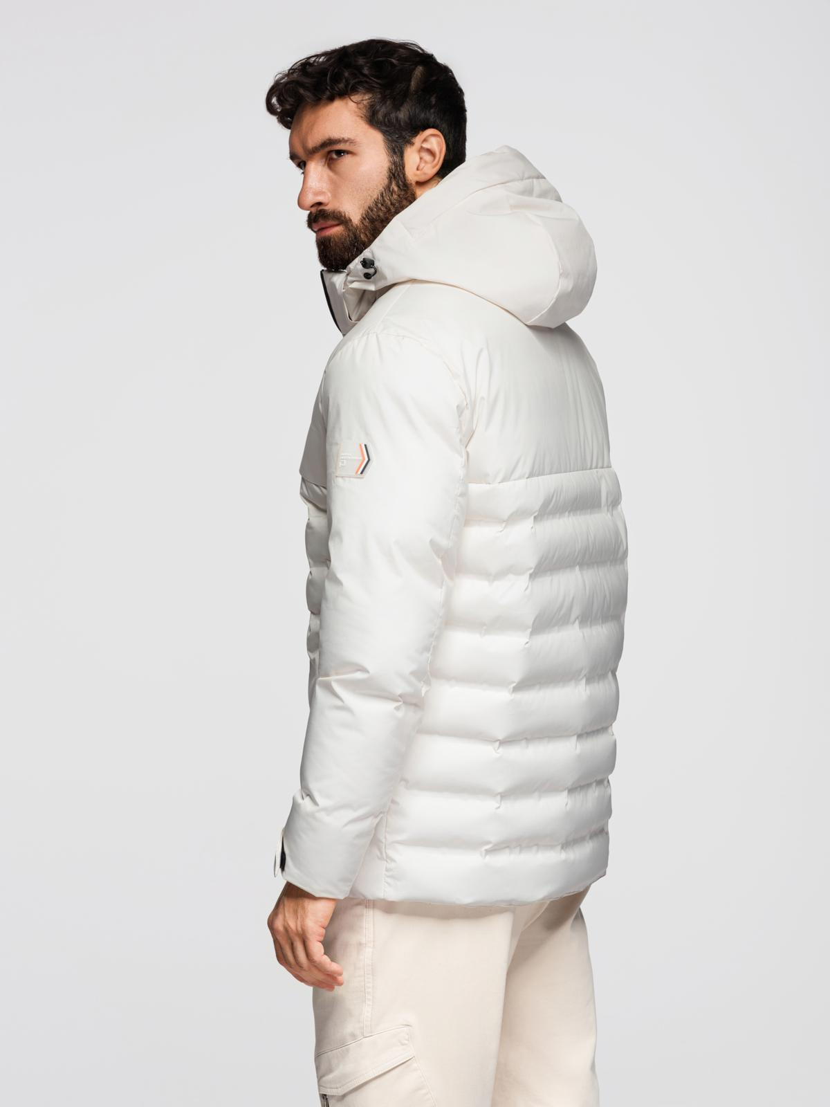 Ombre Men's winter jacket with detachable hood - cream