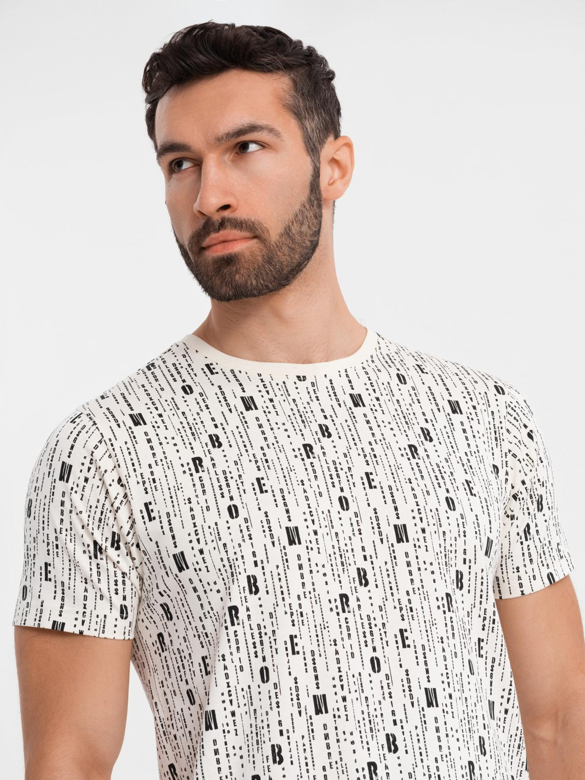 Ombre Printed cotton T-shirt with round neckline - cream