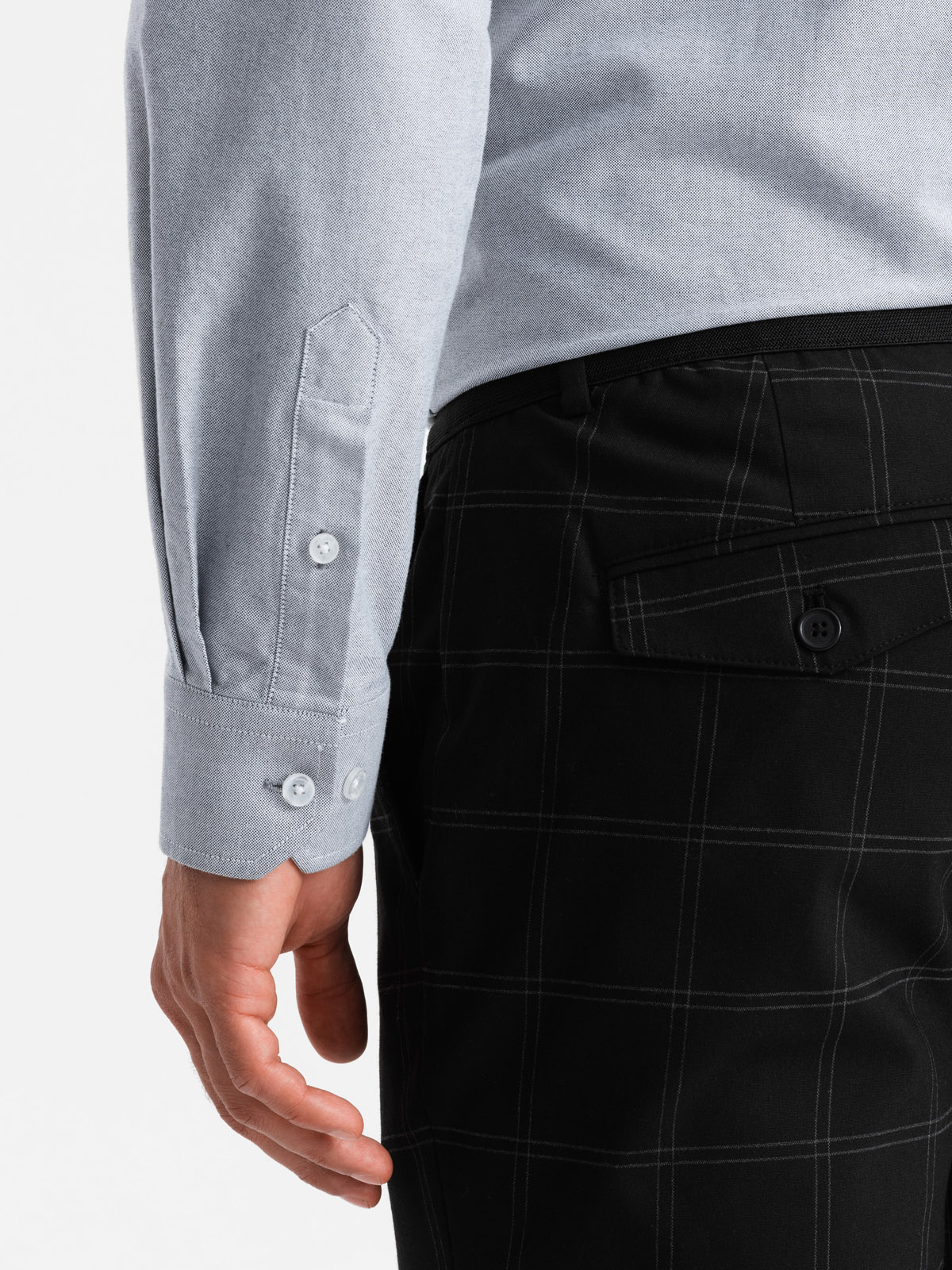 Ombre Elegant men&#039;s oxford shirt with embroidery and pocket - light grey