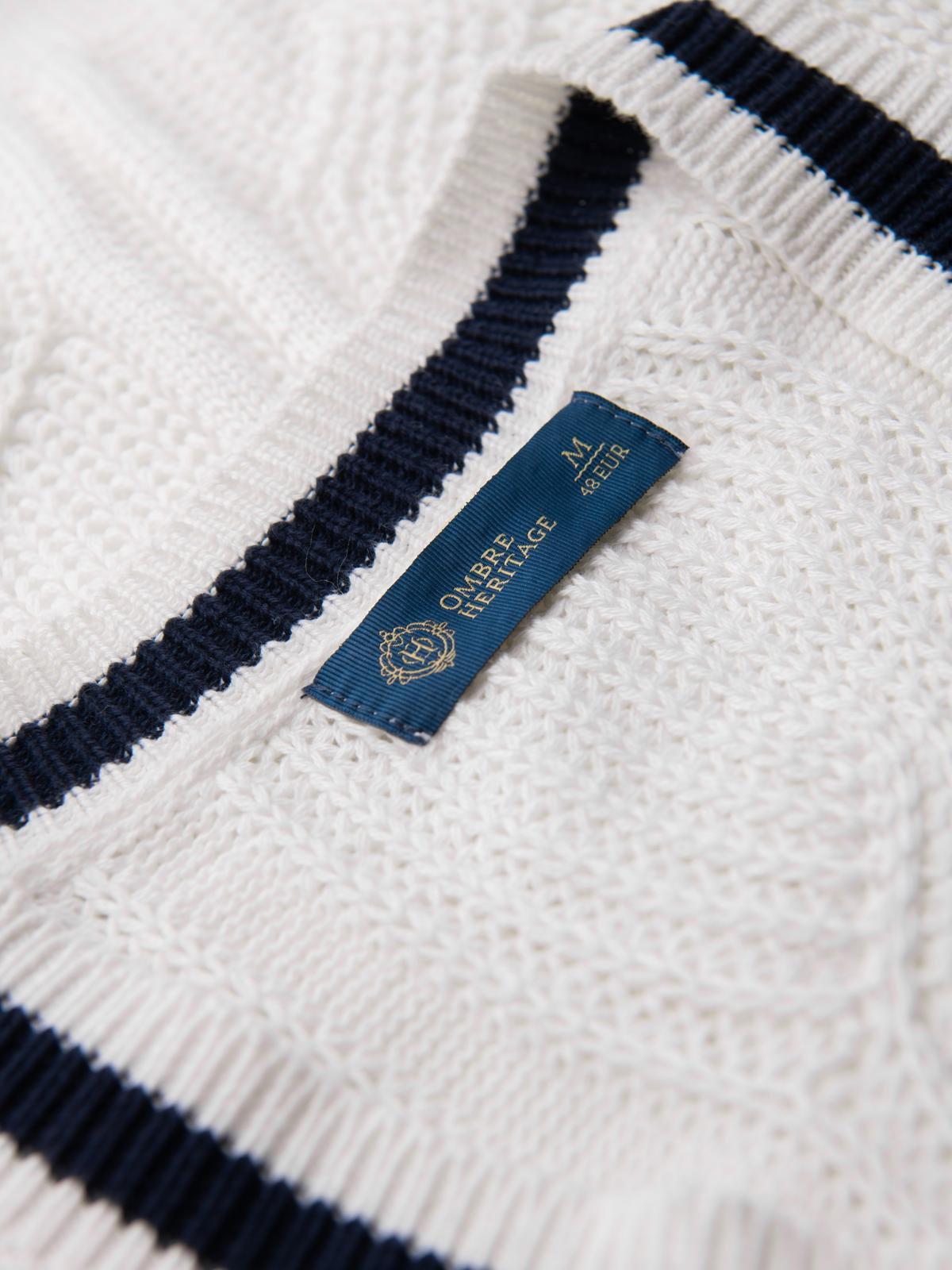 Ombre Men's plaid sweater with crew neckline - white