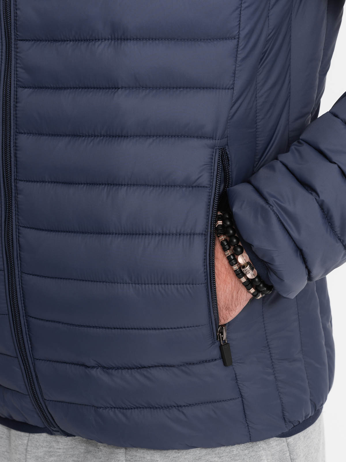 Ombre Men's quilted bagged jacket - navy blue