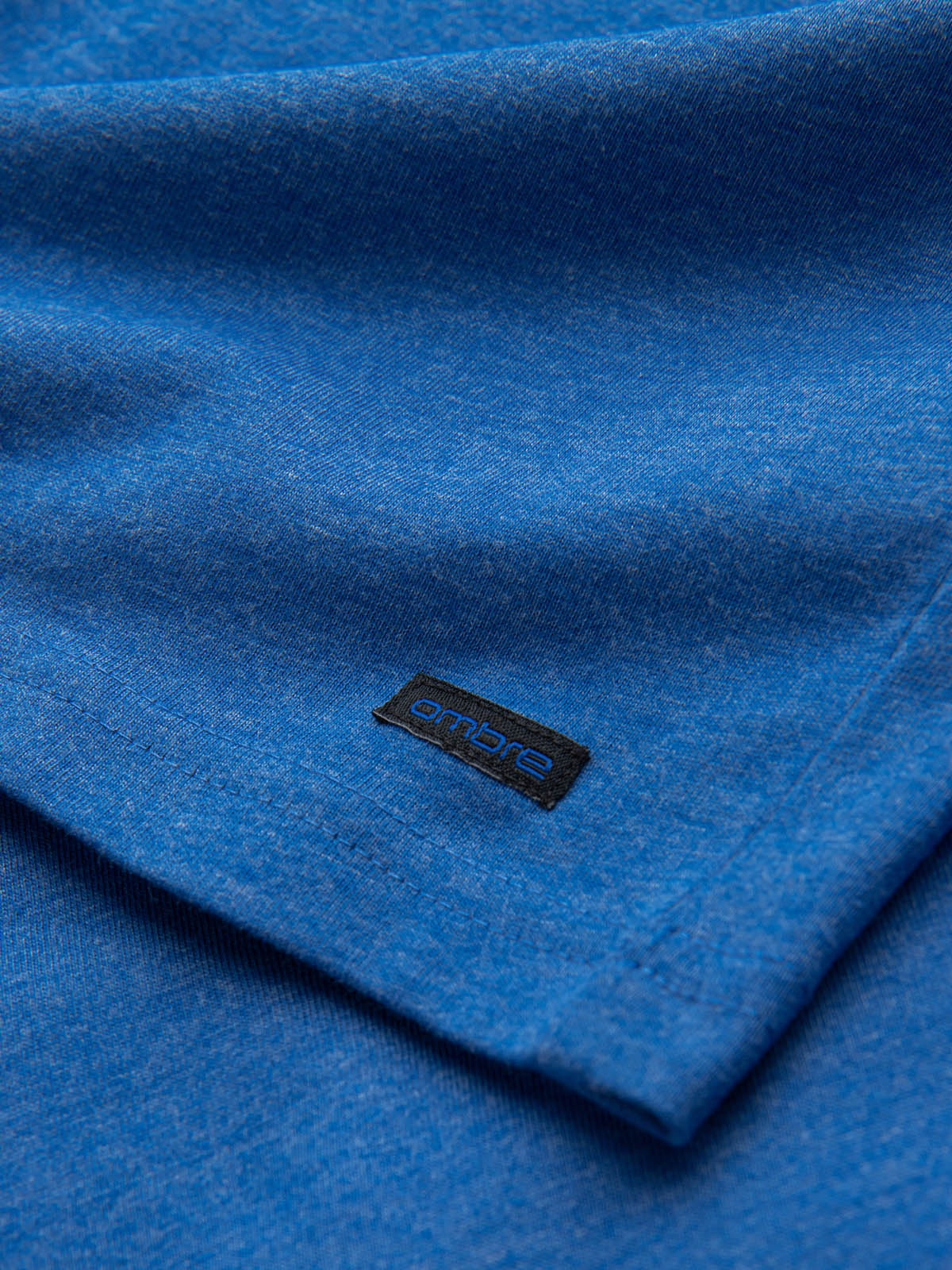 Ombre Men's t-shirt with round henley neckline - blue