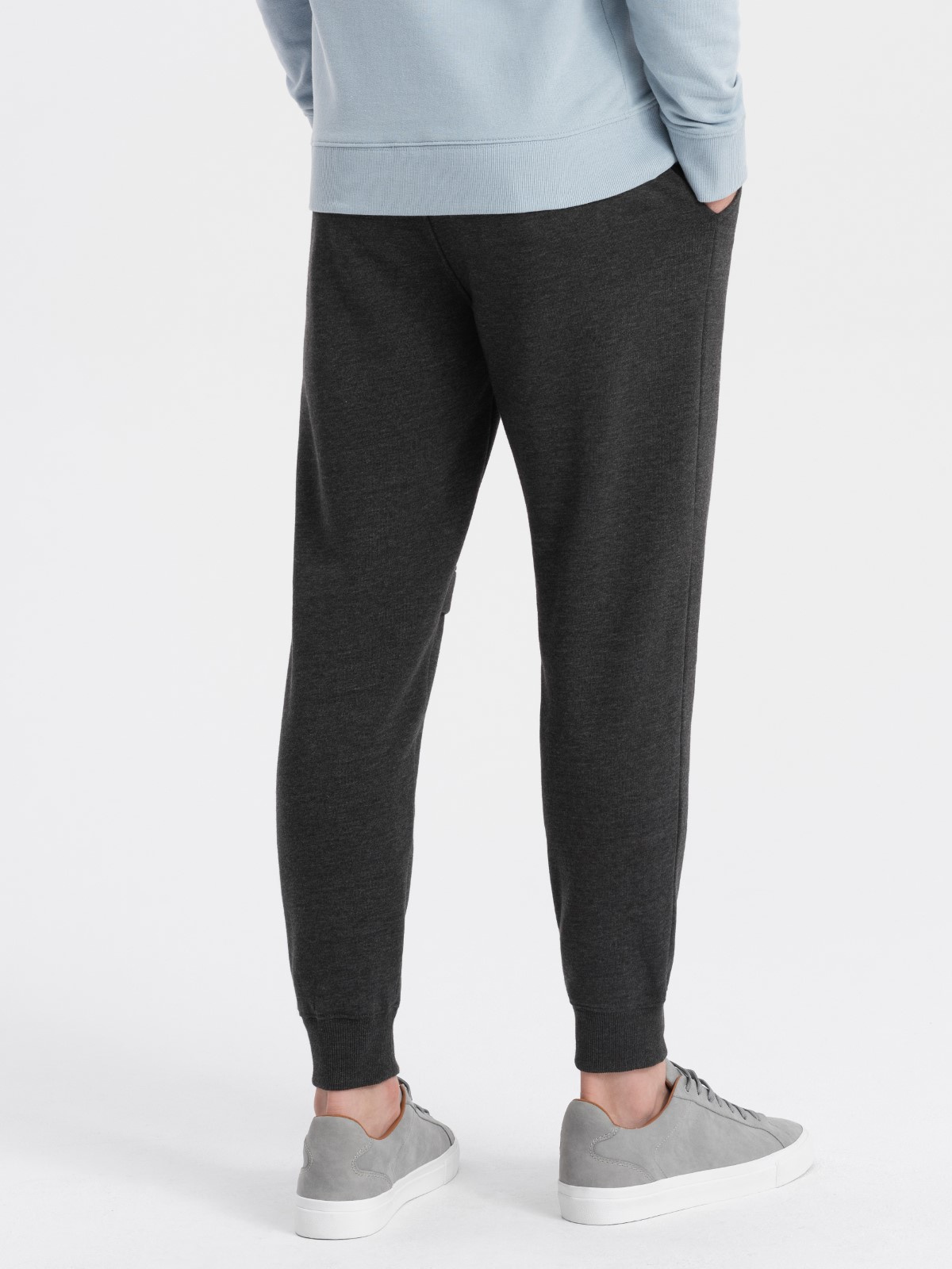 Ombre Men&#039;s sweatpants with stitching and zipper on leg - graphite melange