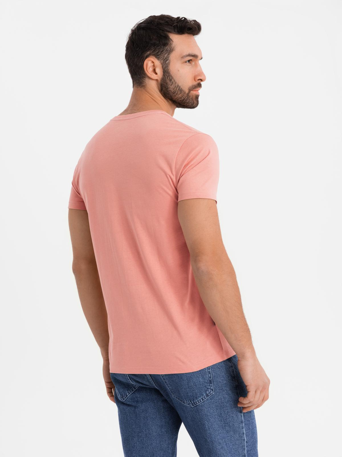 Ombre BASIC men's classic cotton tee-shirt with a v-neck - pink