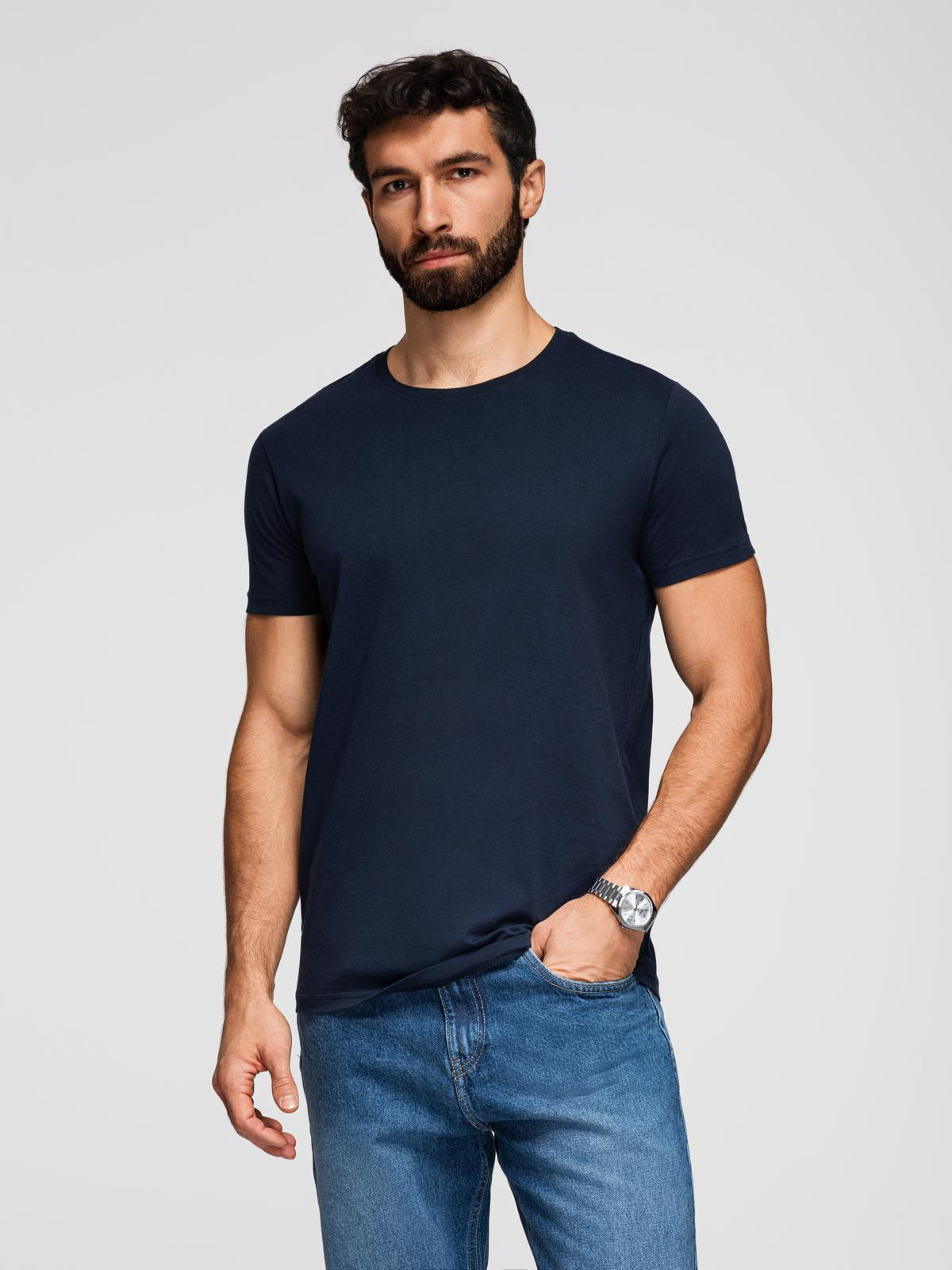 Ombre Classic BASIC men's cotton T-shirt - navy blue