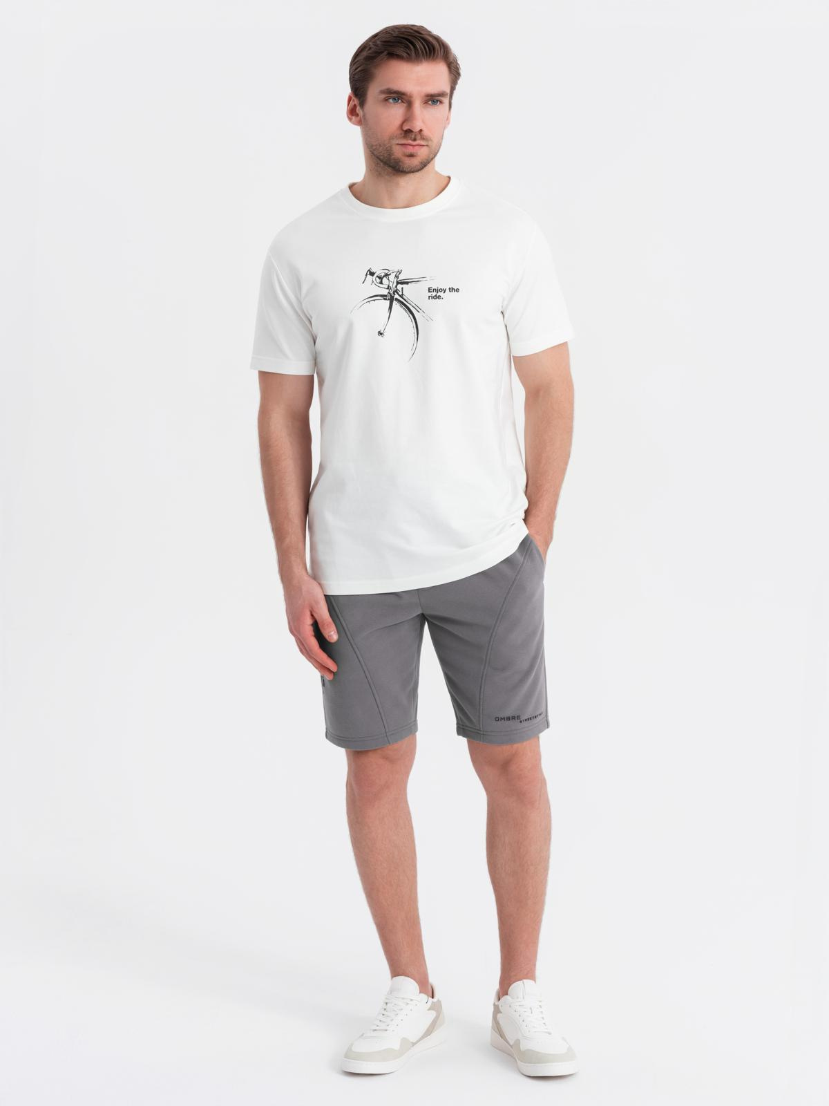 Ombre Fitted men's printed short sweat shorts - grey
