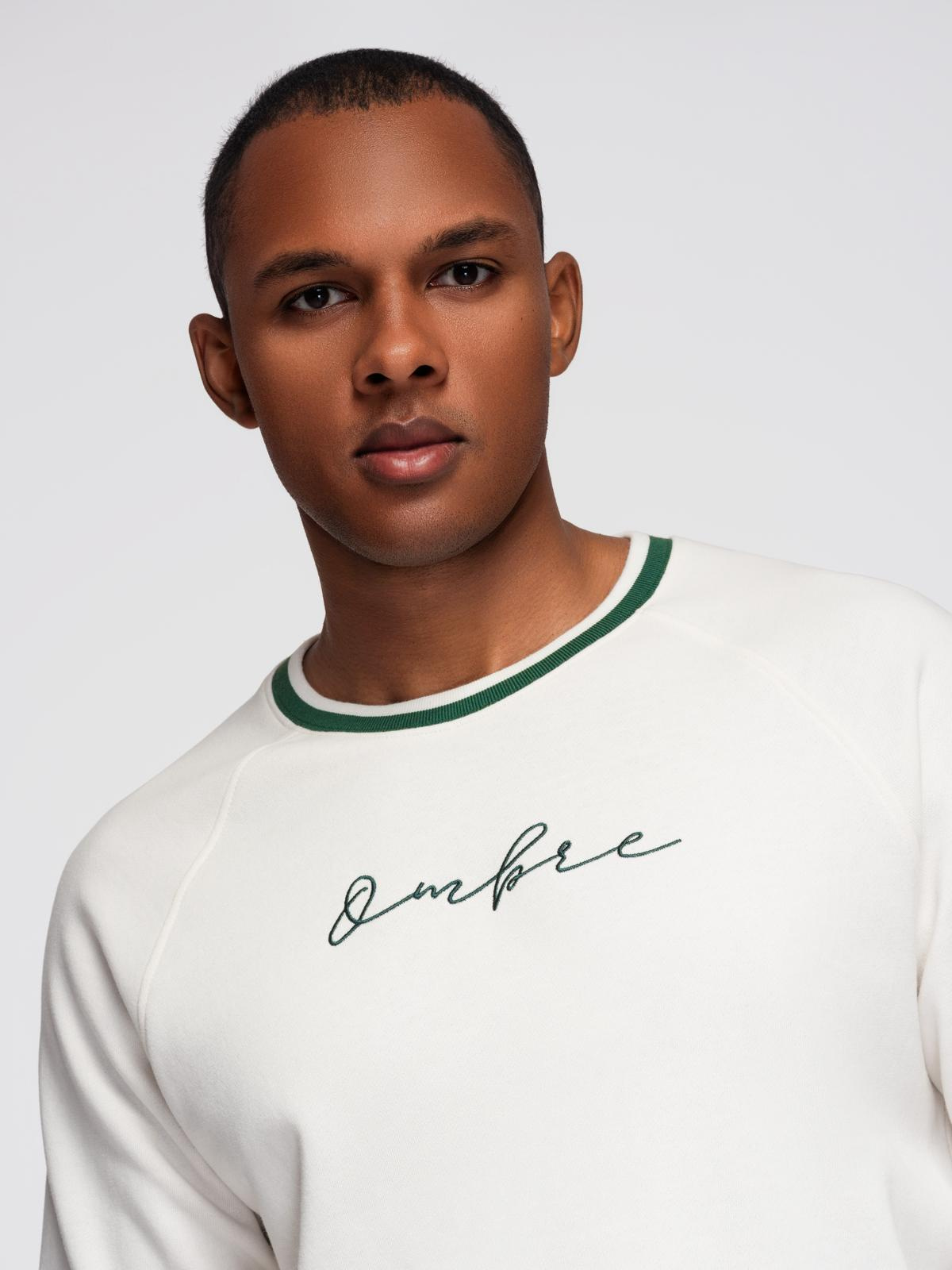 Ombre Men's sweatshirt with raglan sleeves and contrasting details - white