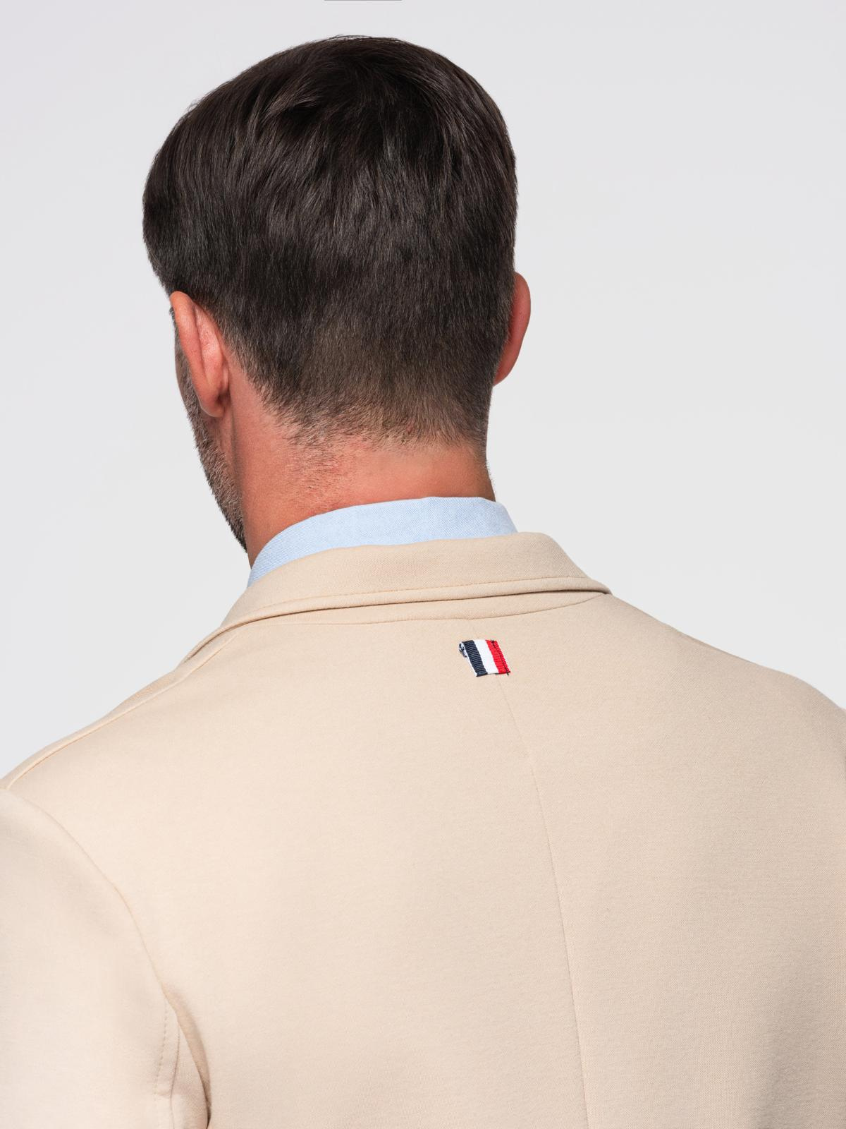 Ombre Men&#039;s SLIM knit jacket with subtle texture - beige