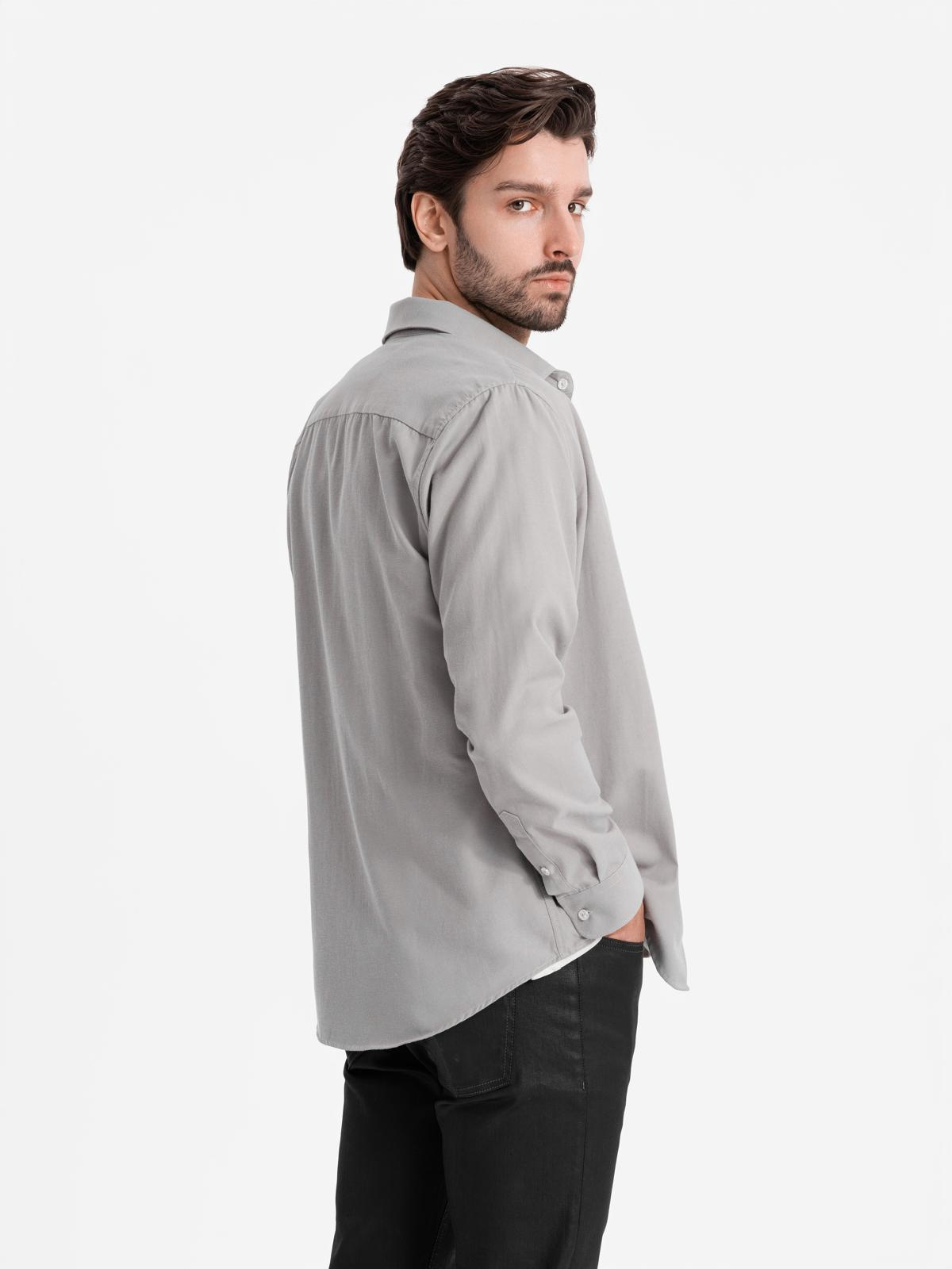 Ombre Men's REGULAR FIT shirt with pocket - gray