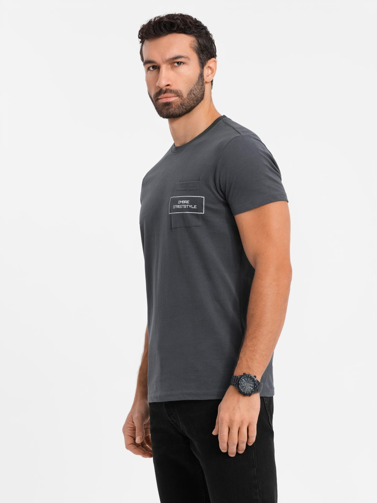 Ombre Streetstyle men's cotton pocket print t-shirt - black