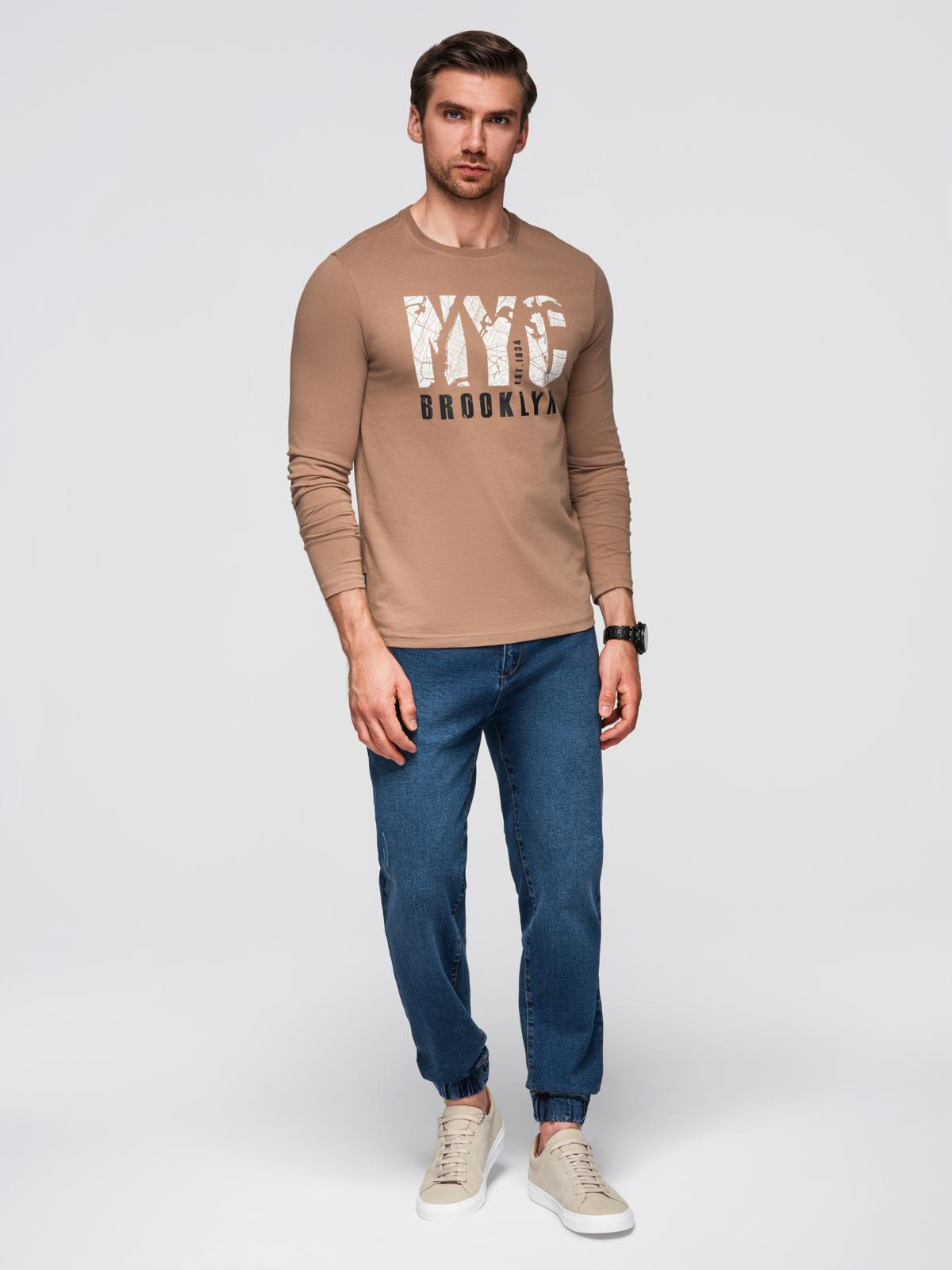 Ombre Men&#039;s denim JOGGERS pants with classic bandage - blue