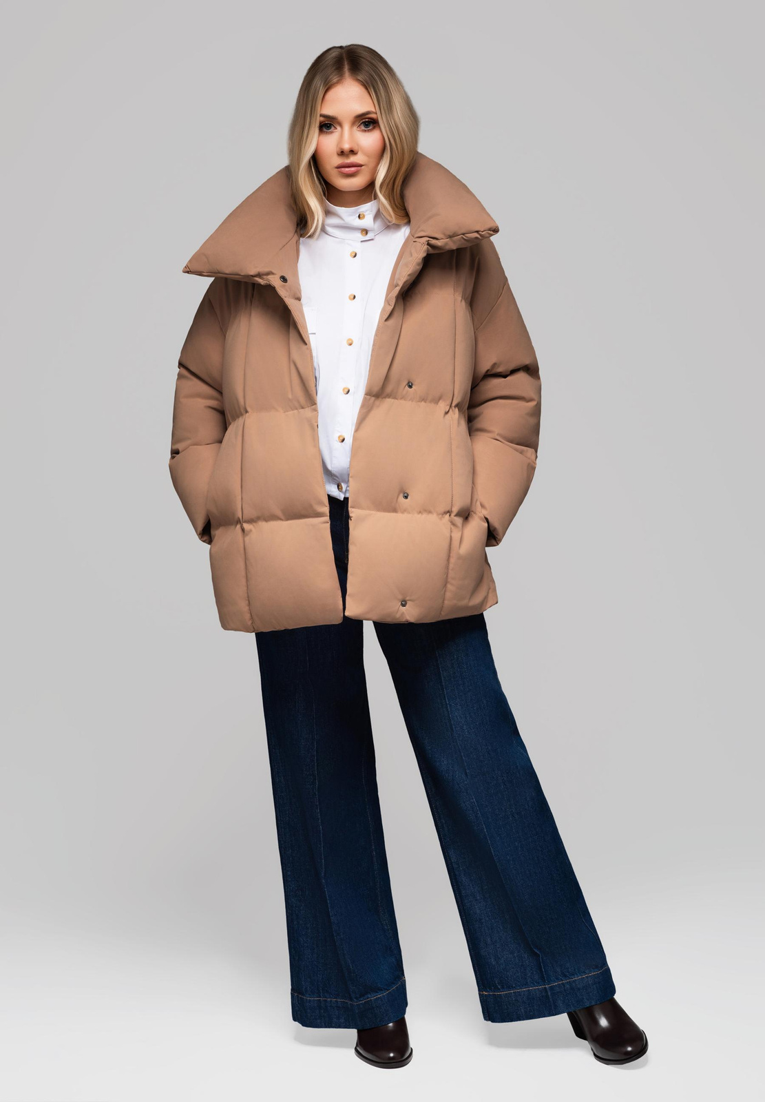 Edoti Women's quilted jacket with belt and collar OW-JAHP-0106 v3