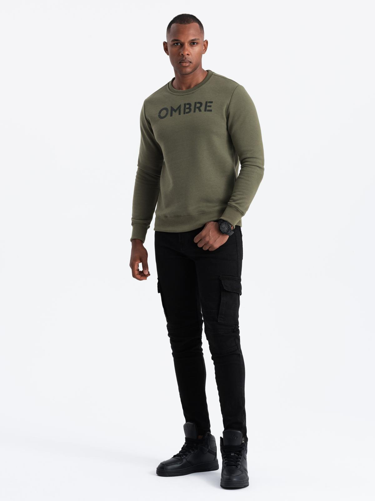 Ombre Classic men's sweatshirt with inscription - dark olive