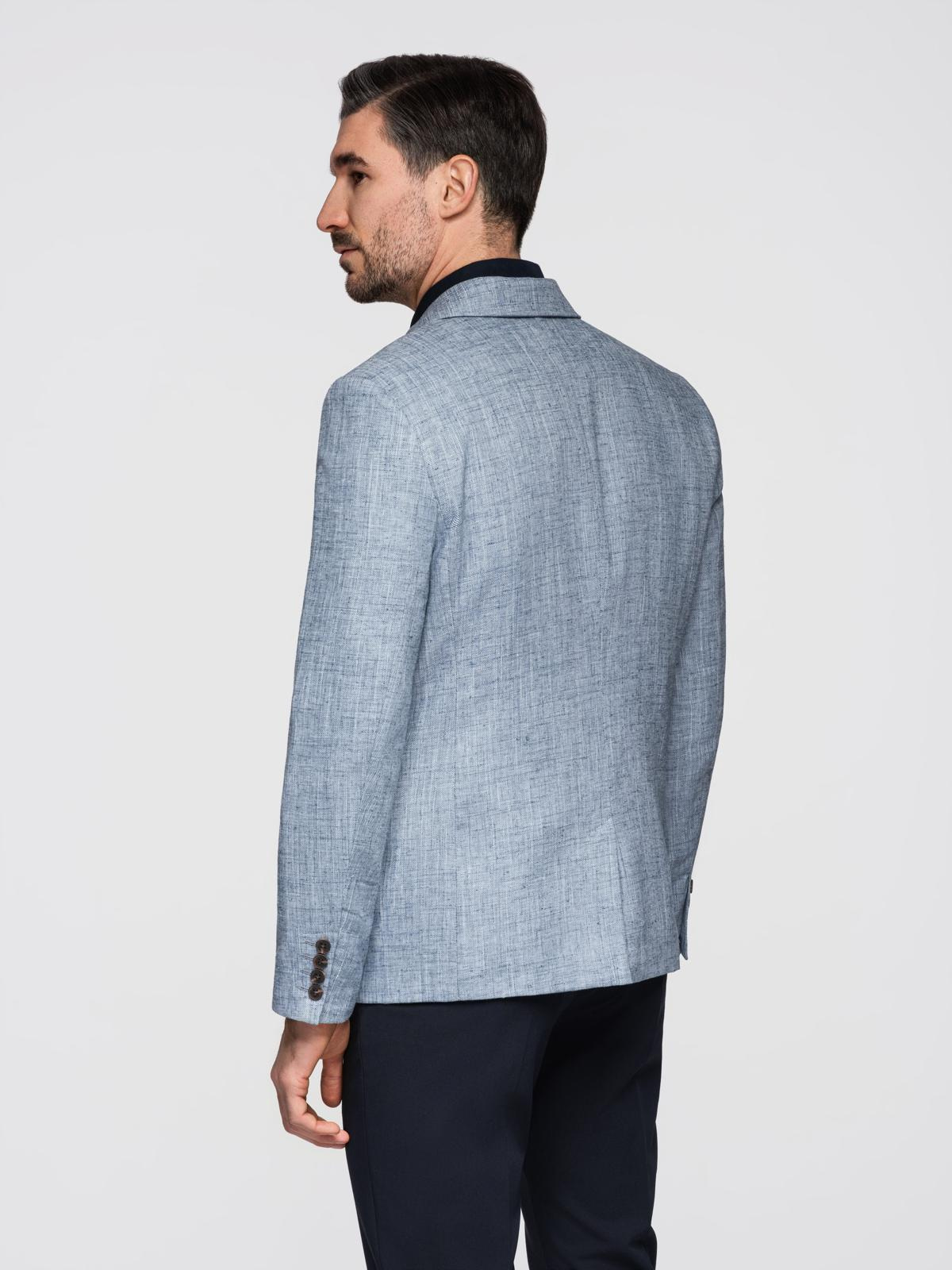 Ombre Men's REGULAR cut jacket with linen - light blue