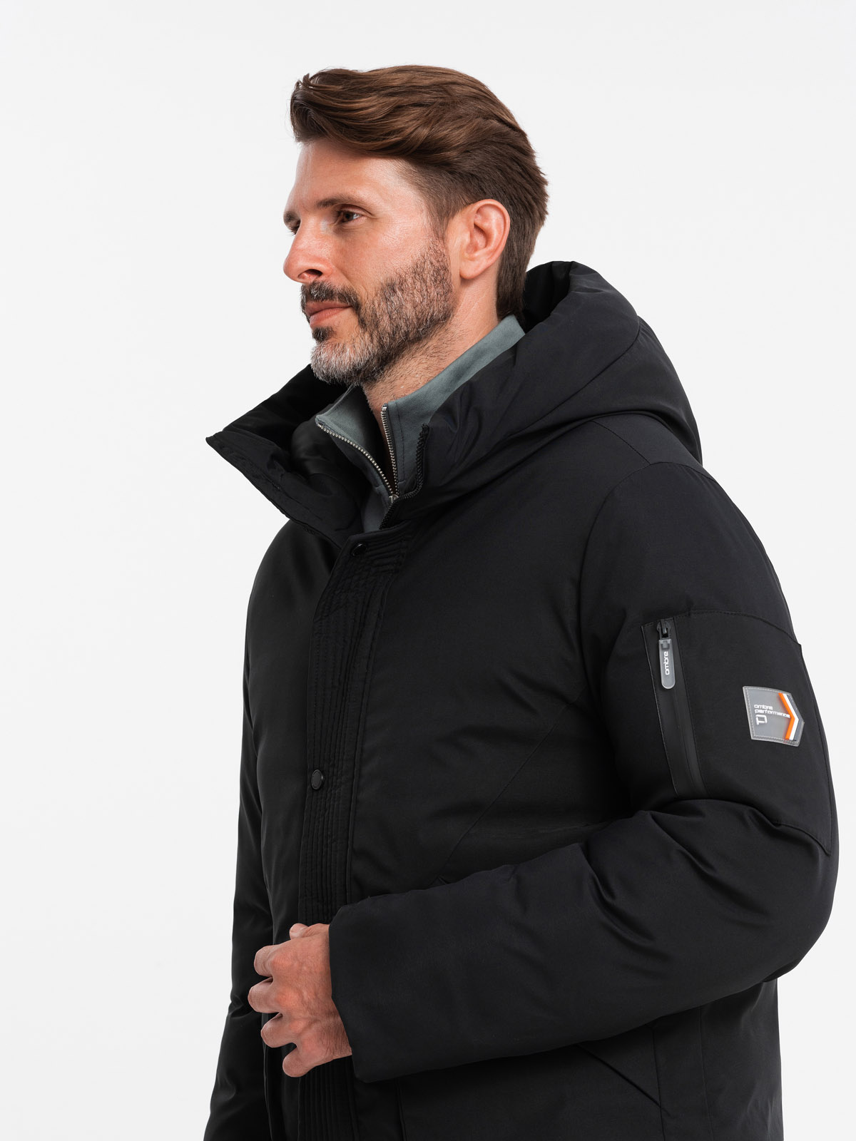 Ombre Men's long seasonal outdoor style jacket - black