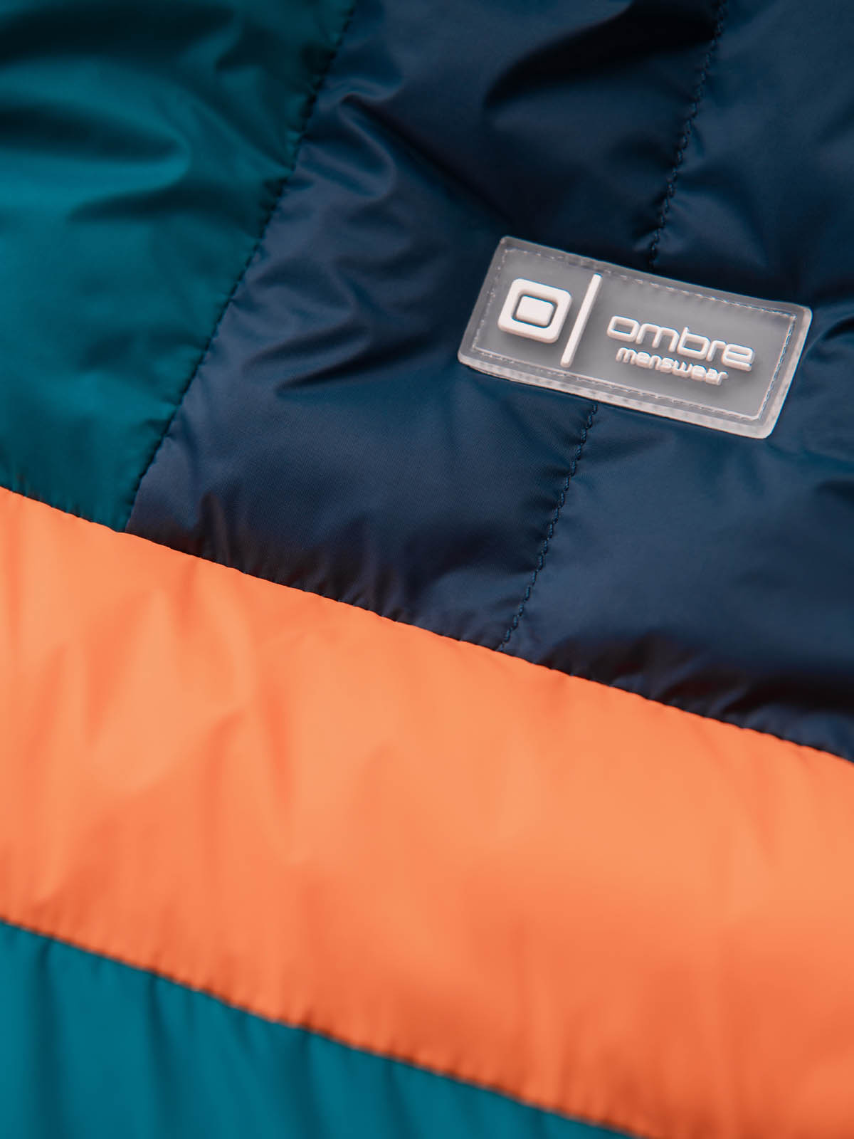 Ombre Men&#039;s sporty colorful retro jacket - navy blue and orange