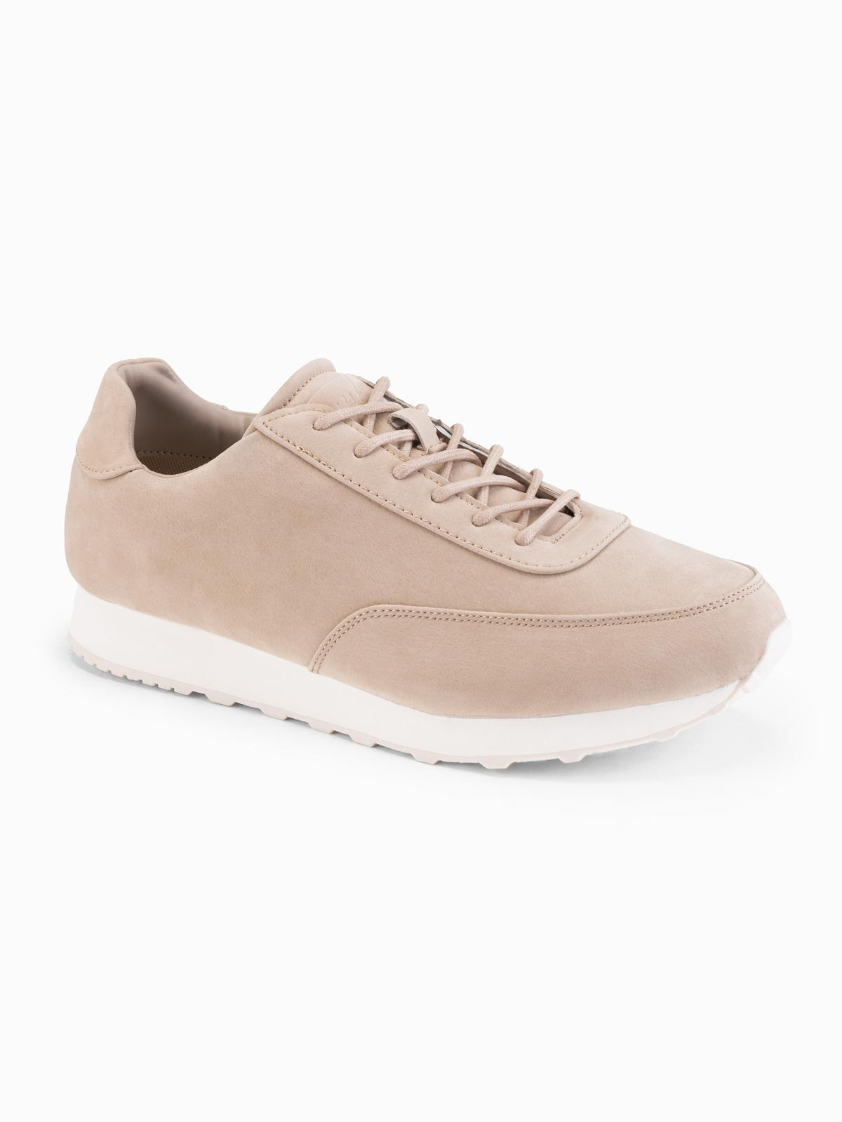 Ombre Men&#039;s sporty eco leather sneaker shoes with suede finish - sand