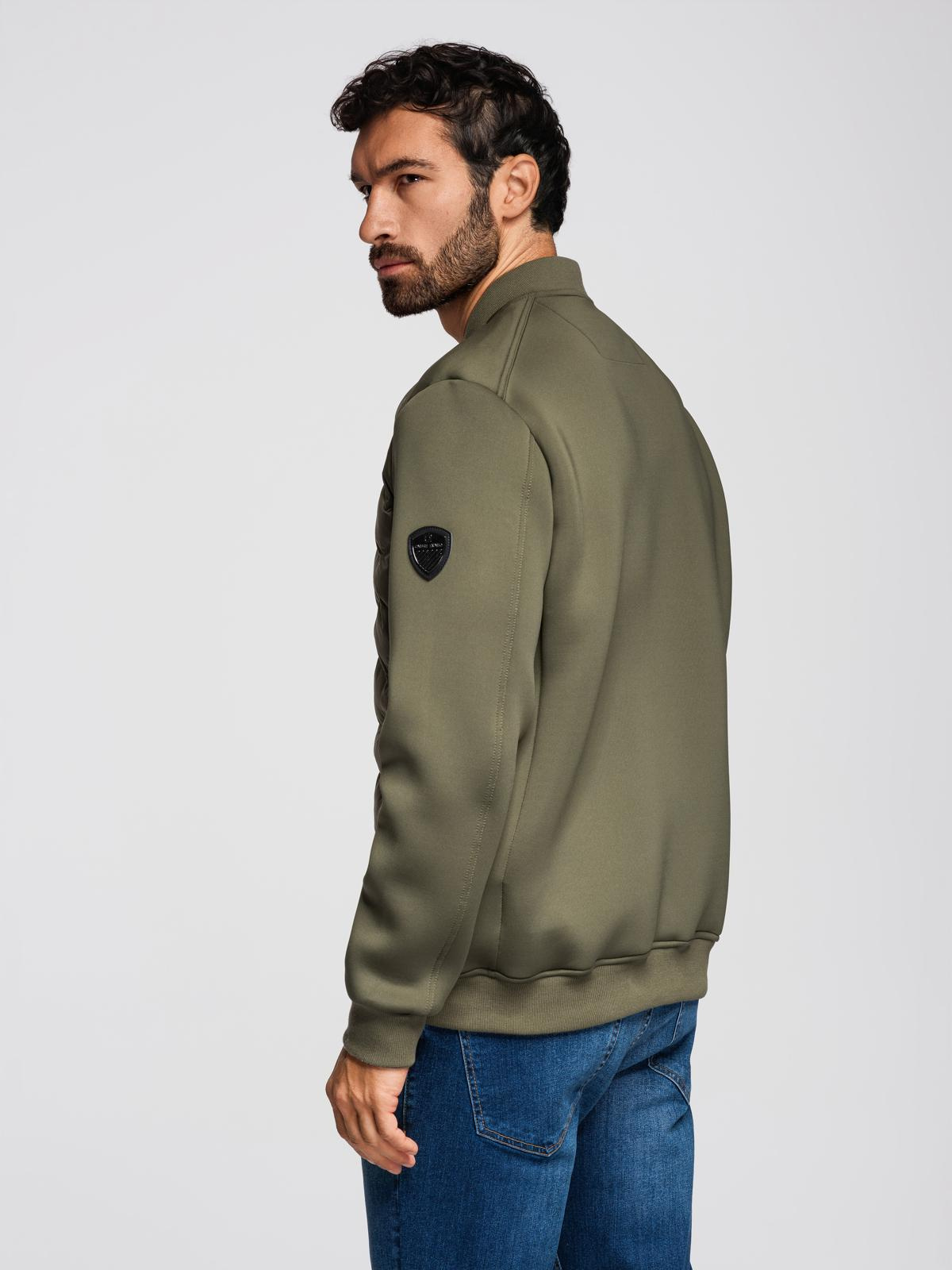 Ombre Men's quilted bomber jacket - dark olive green