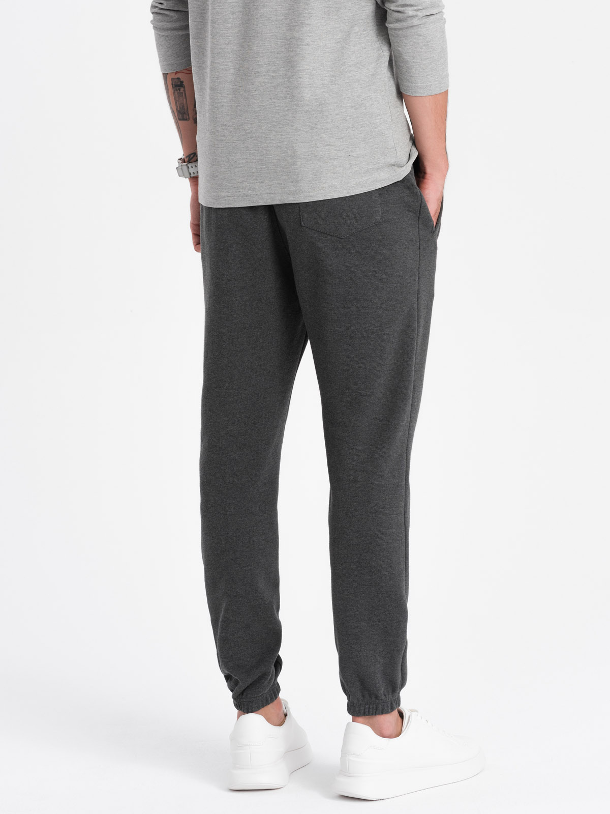 Ombre CARROT men's structured knit sweatpants - graphite melange