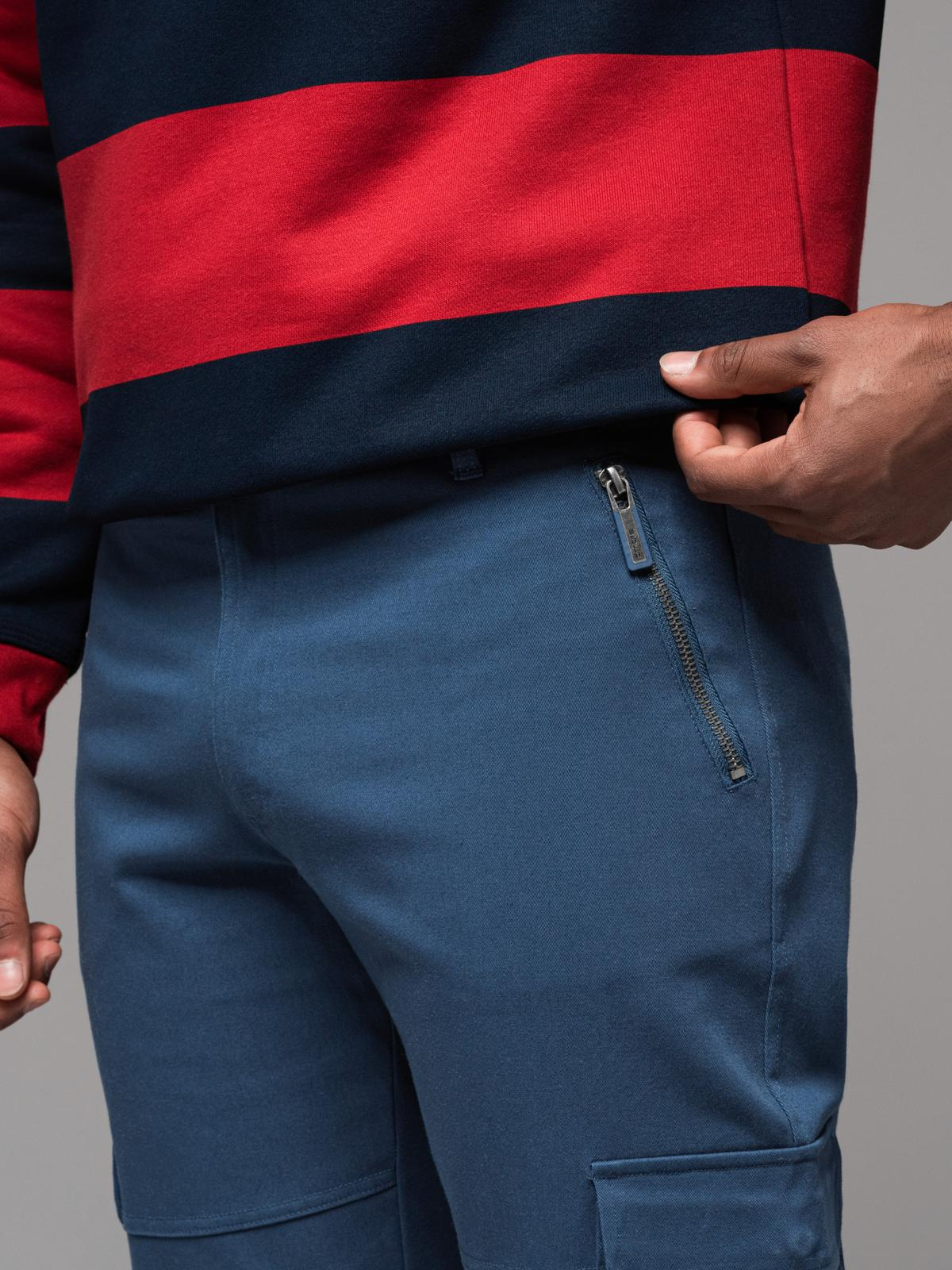 Ombre Men&#039;s STRAIGHT LEG cargo pants with zippered pockets - dark blue
