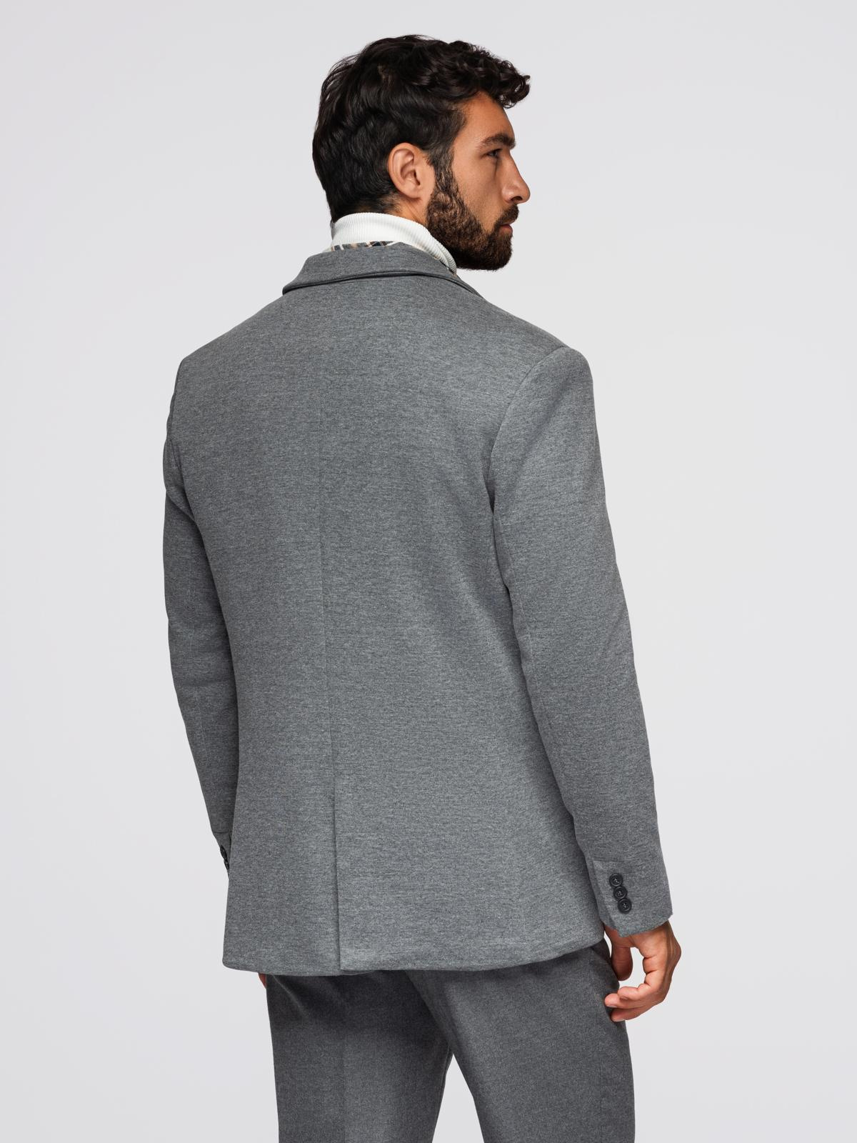 Ombre Men's knitted jacket with a fitted cut - light grey