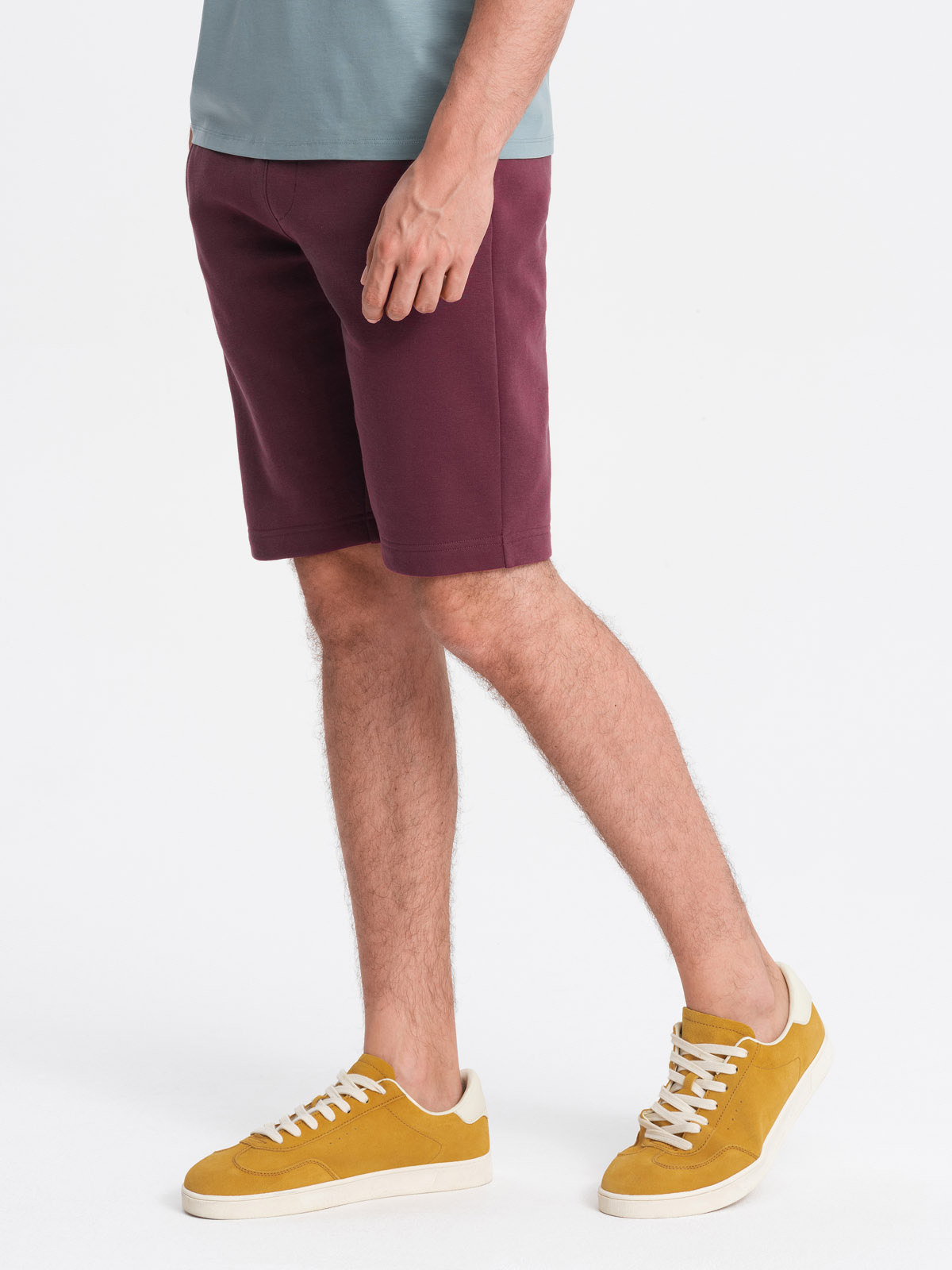 Ombre Men&#039;s pre-knee BASIC sweat shorts - maroon