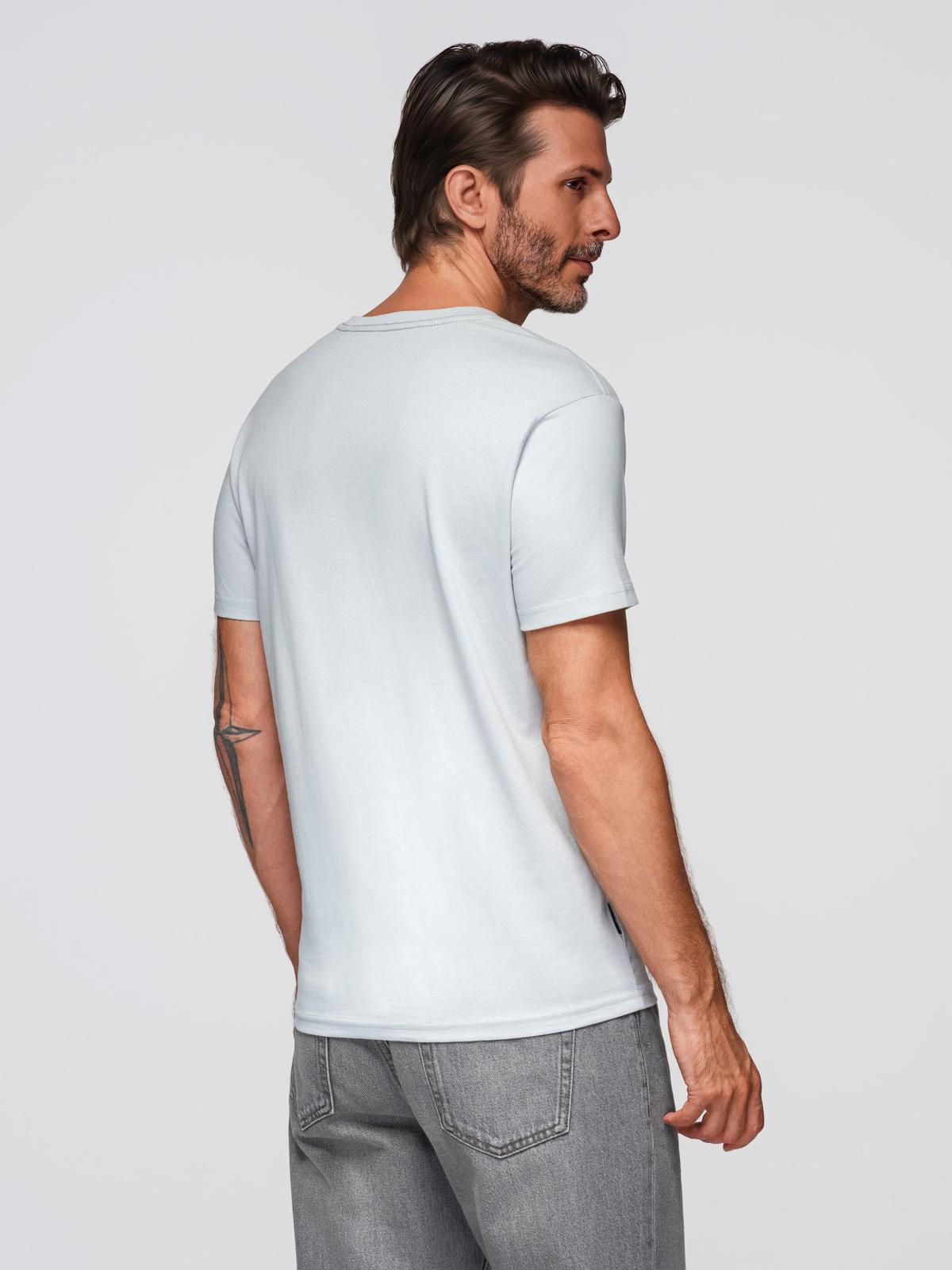 Ombre BASIC men's classic cotton tee-shirt with a crew neckline - light grey