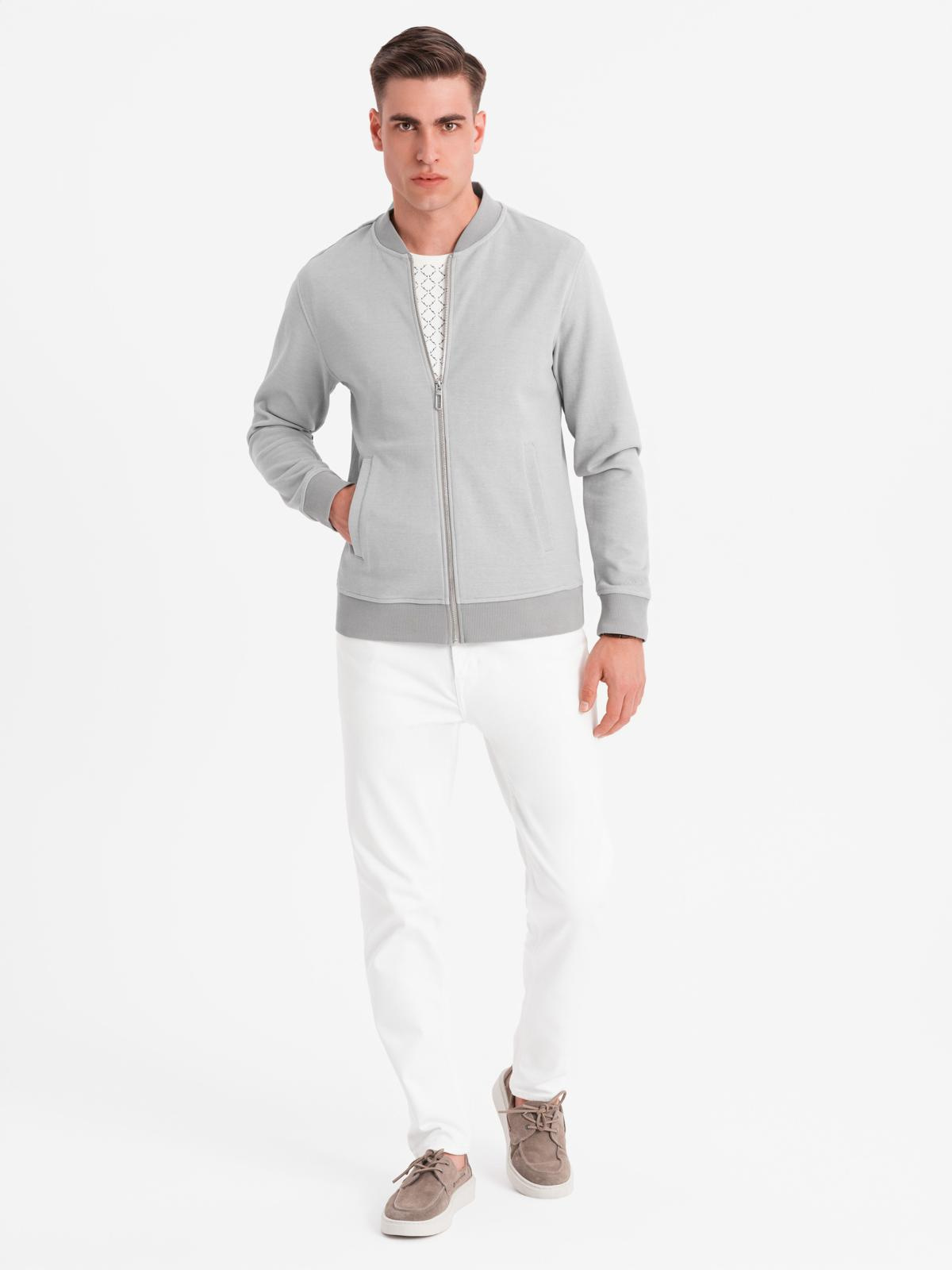 Ombre Men's pique knit bomber jacket - gray