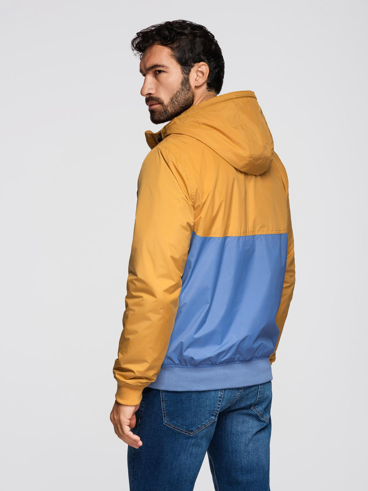 Ombre Lightweight colorful men's sports jacket with fleece - blue-mustard
