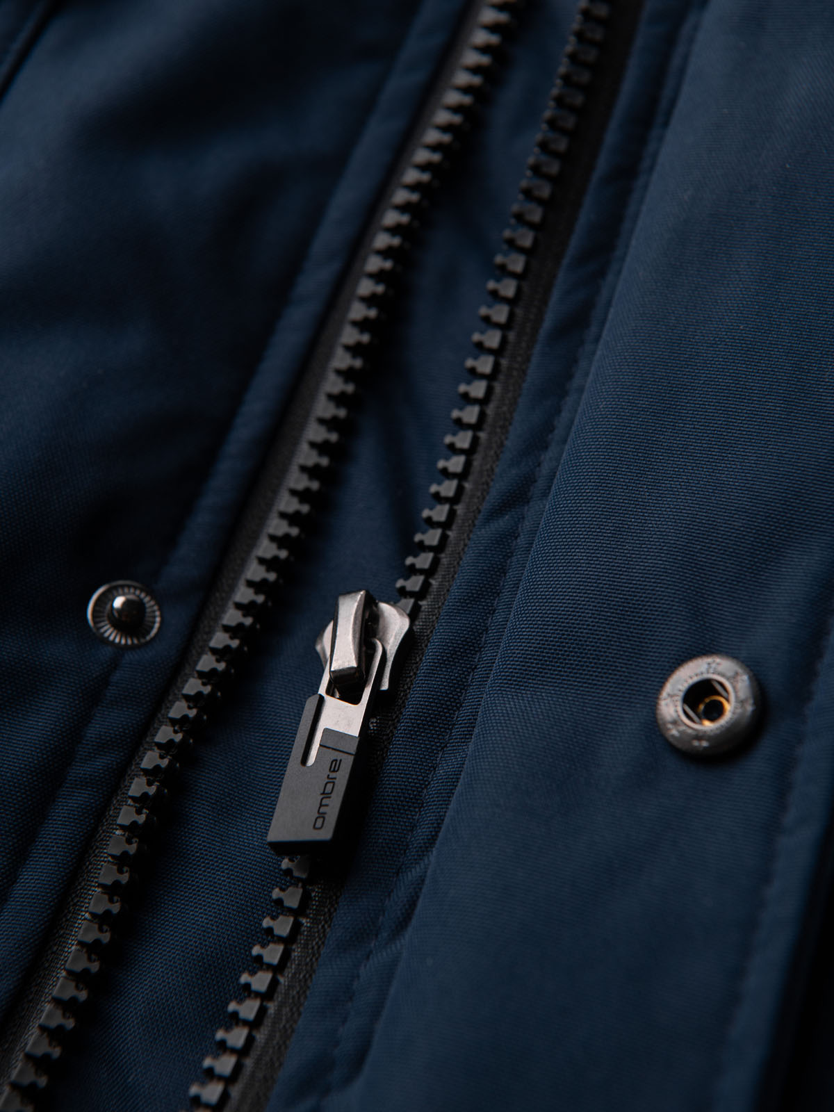 Ombre Alaskan men's winter jacket with detachable fur from the hood - navy blue