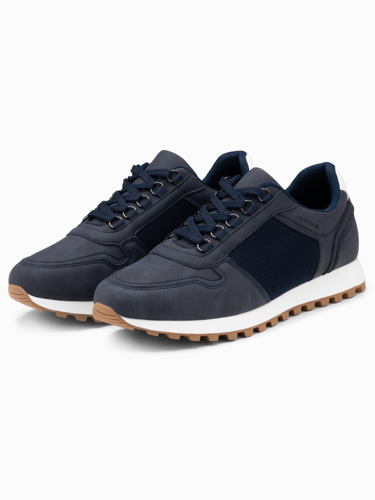 Ombre Patchwork shoes men's sneakers with combined materials - navy blue