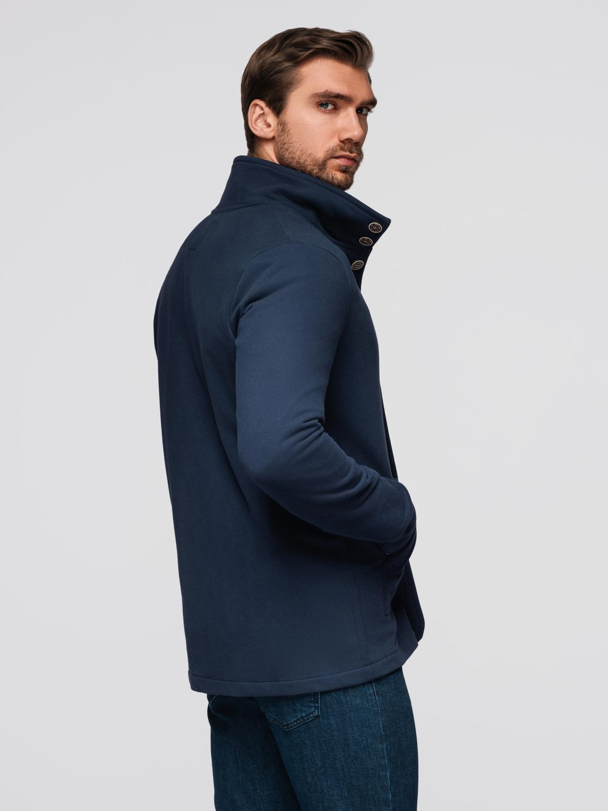 Ombre Men's button-down sweatshirt with collar - navy blue