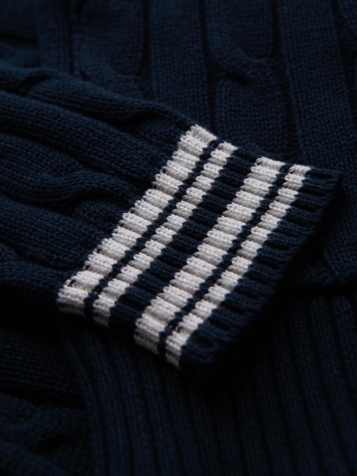 Ombre Men's cardigan sweater with shawl collar in preppy style - navy blue