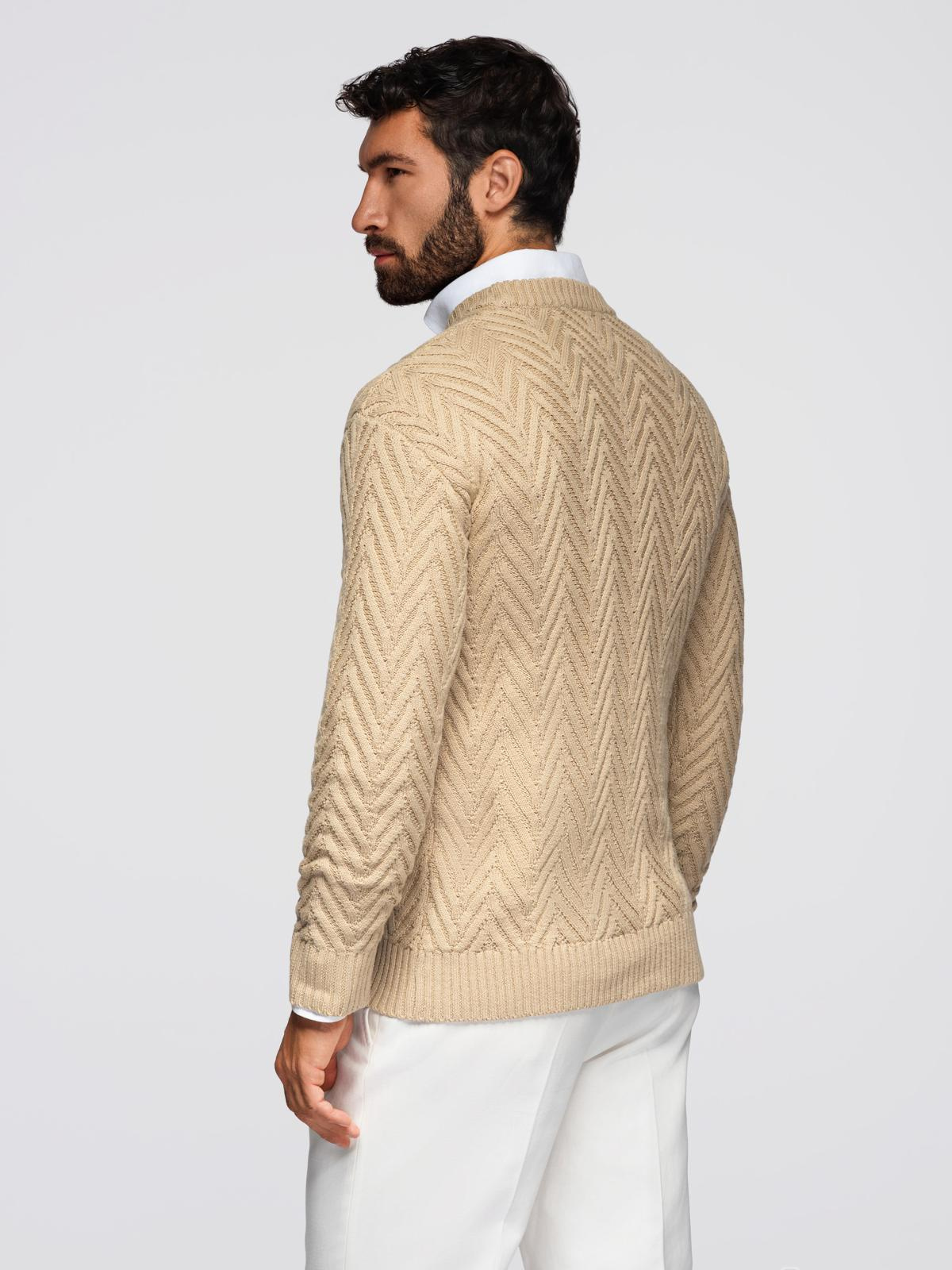 Ombre Men&#039;s zigzag knit sweater - sand