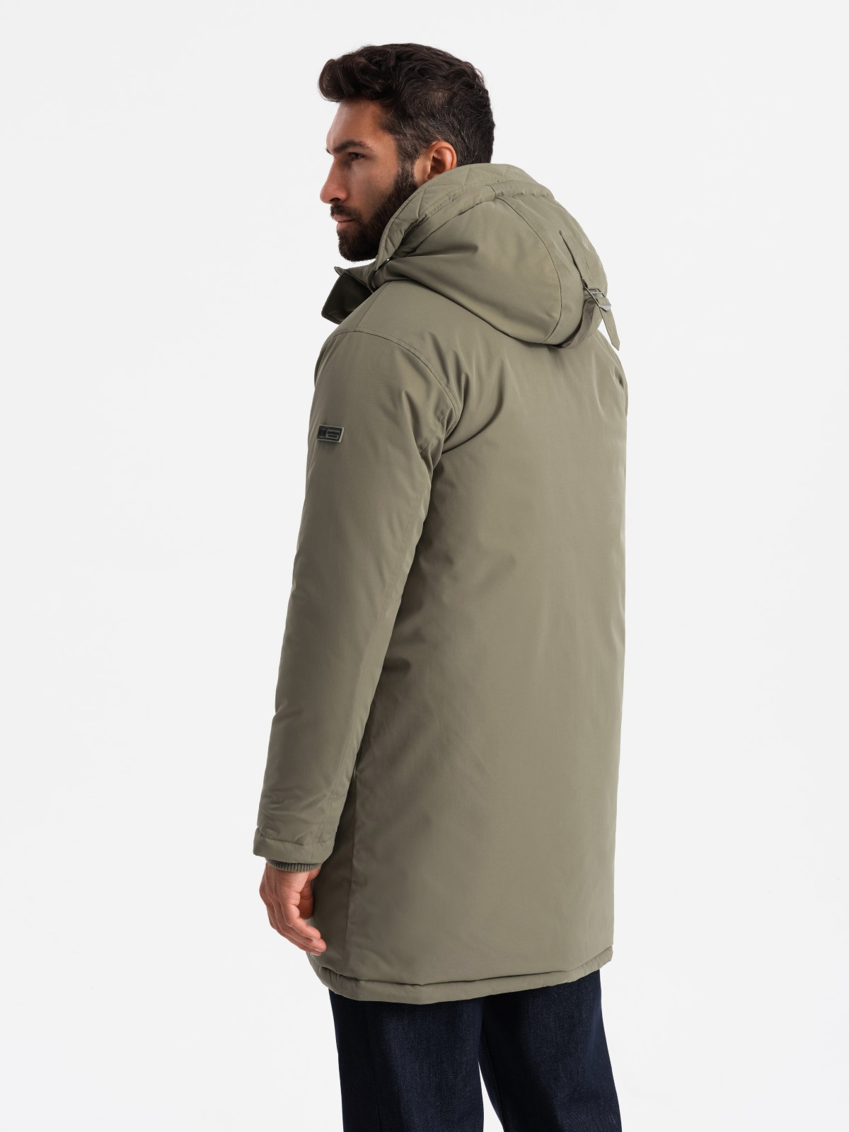 Ombre Classic men's long parka jacket - olive