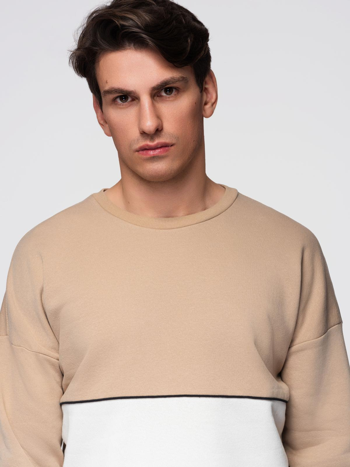 Ombre Men&#039;s OVERSIZE sweatshirt with contrasting color combination - beige