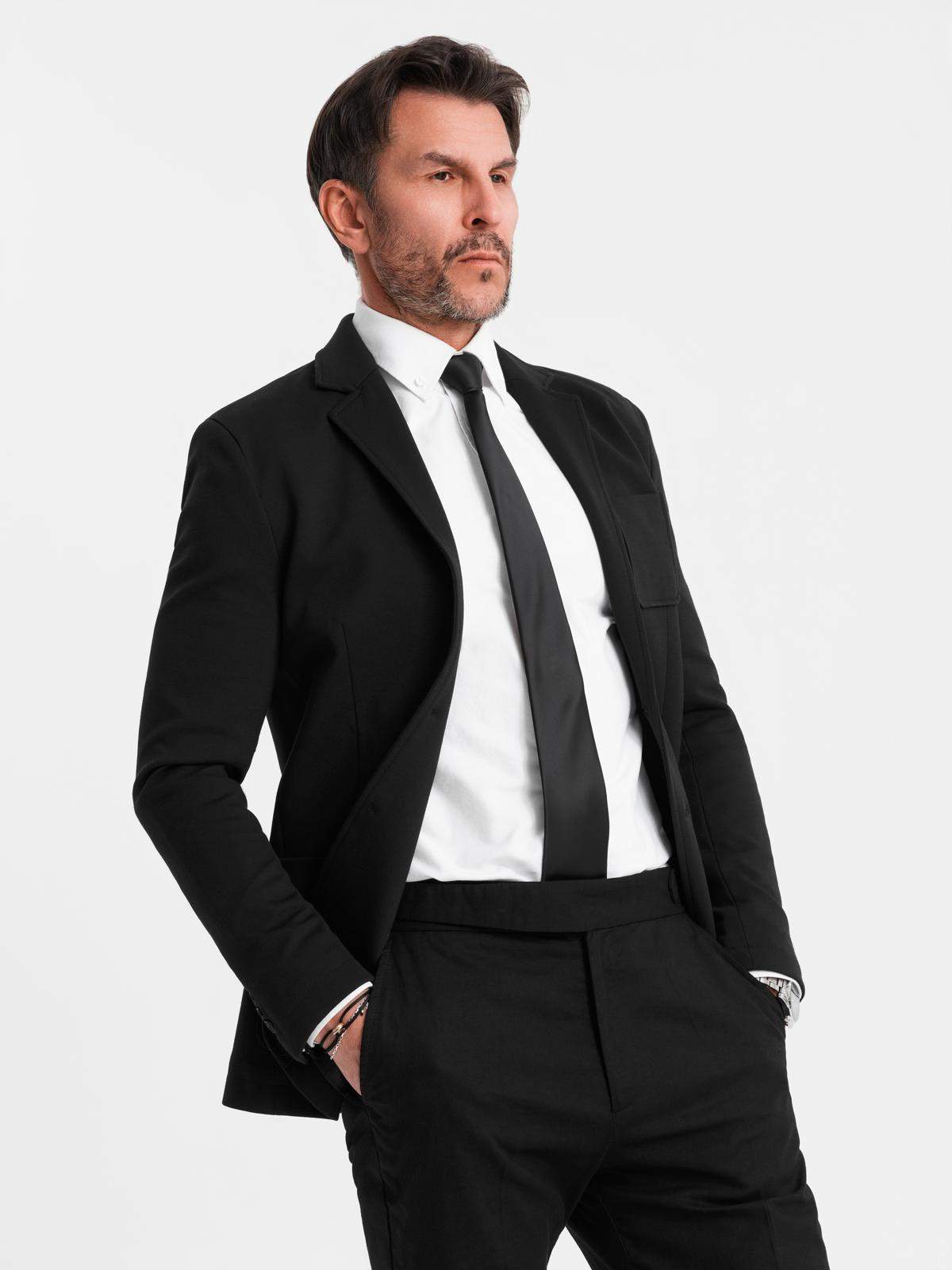 Ombre Men&#039;s SLIM knit jacket with subtle texture - black