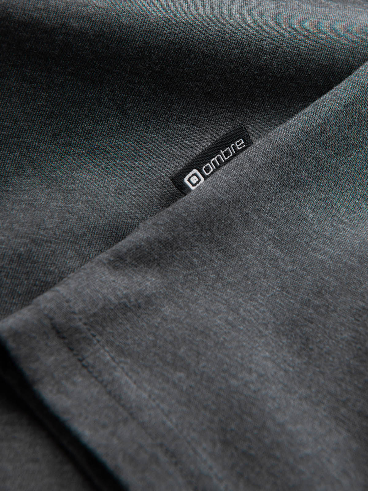 Ombre Men's t-shirt with round henley neckline - dark grey