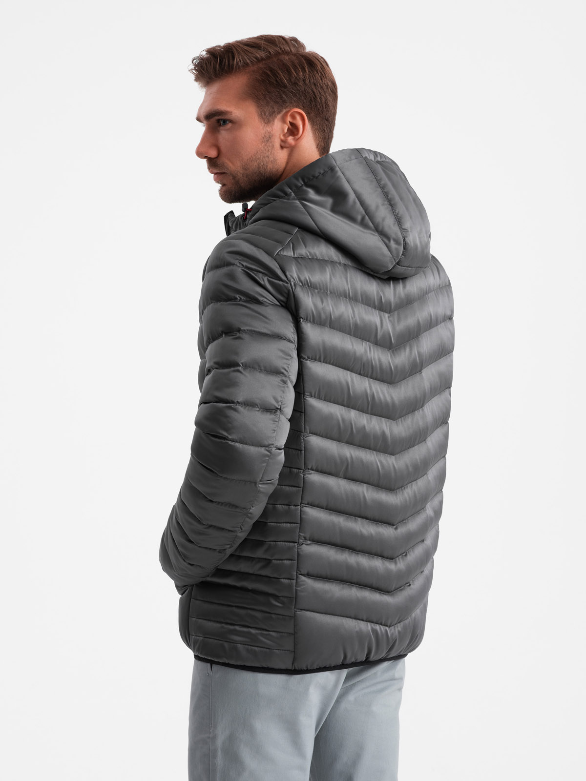 Ombre Lightly insulated quilted men&#039;s jacket with satin trim - graphite